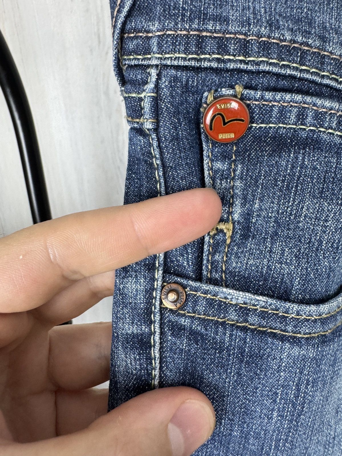 Evisu Evisu Puma Vintage 00s Washed Denim Y2K Flared Pants Jeans Size 34" / US 12 / IT 48 - 6 Thumbnail