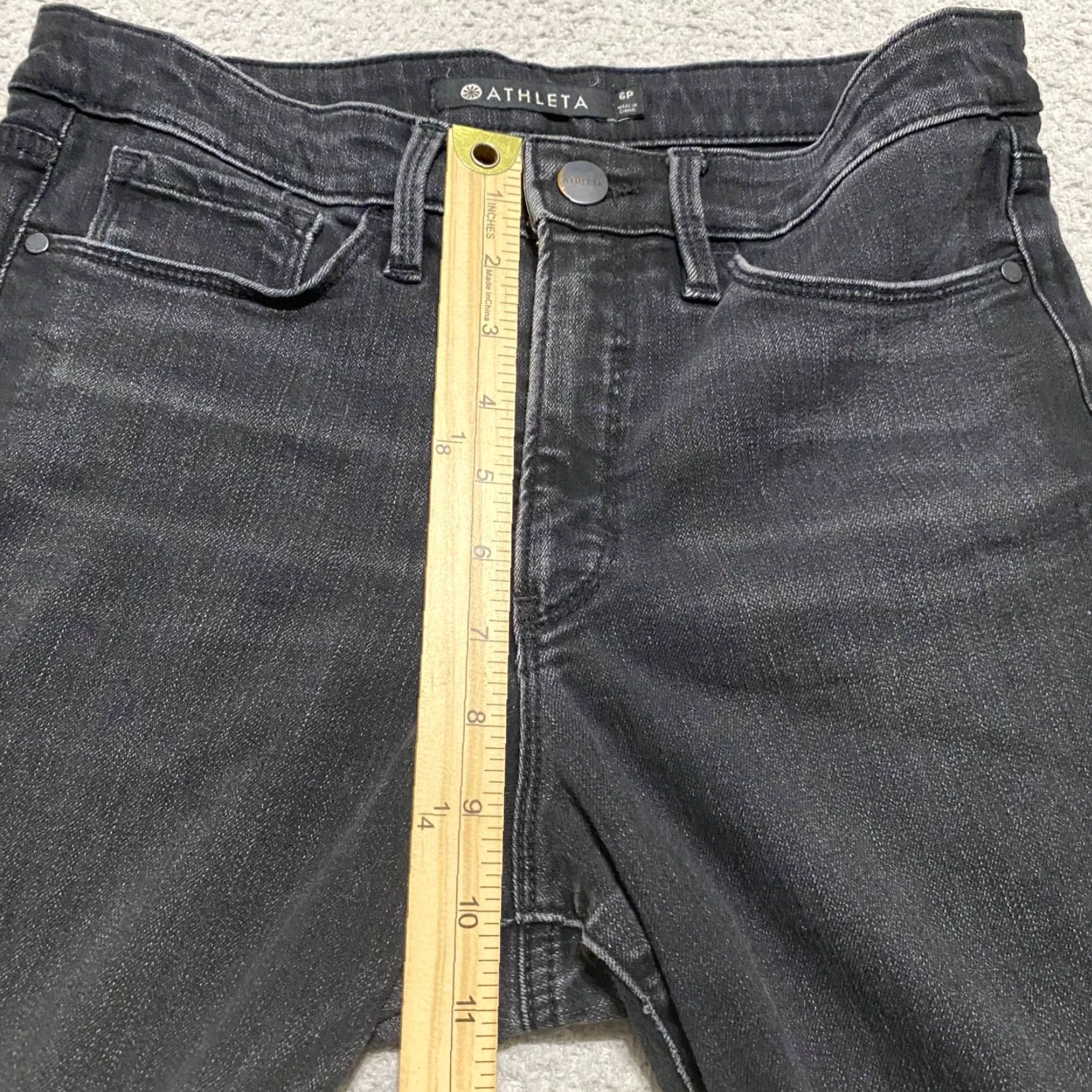 Athleta Athleta Jeans Womens 6P Faded Black Denim Dark Wash High Rise Straight Crop Size 28" / US 6 / IT 42 - 7 Thumbnail
