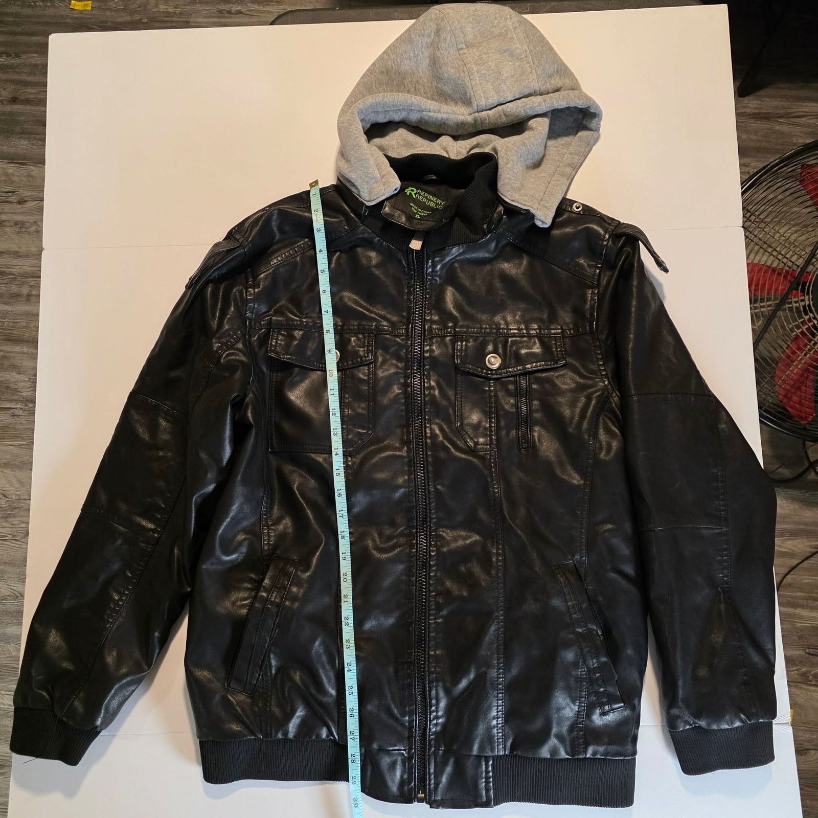 Other Refinery Republic Faux Leather Jacket – XL – Grey Hooded Size XL / US 12-14 / IT 48-50 - 1 Thumbnail