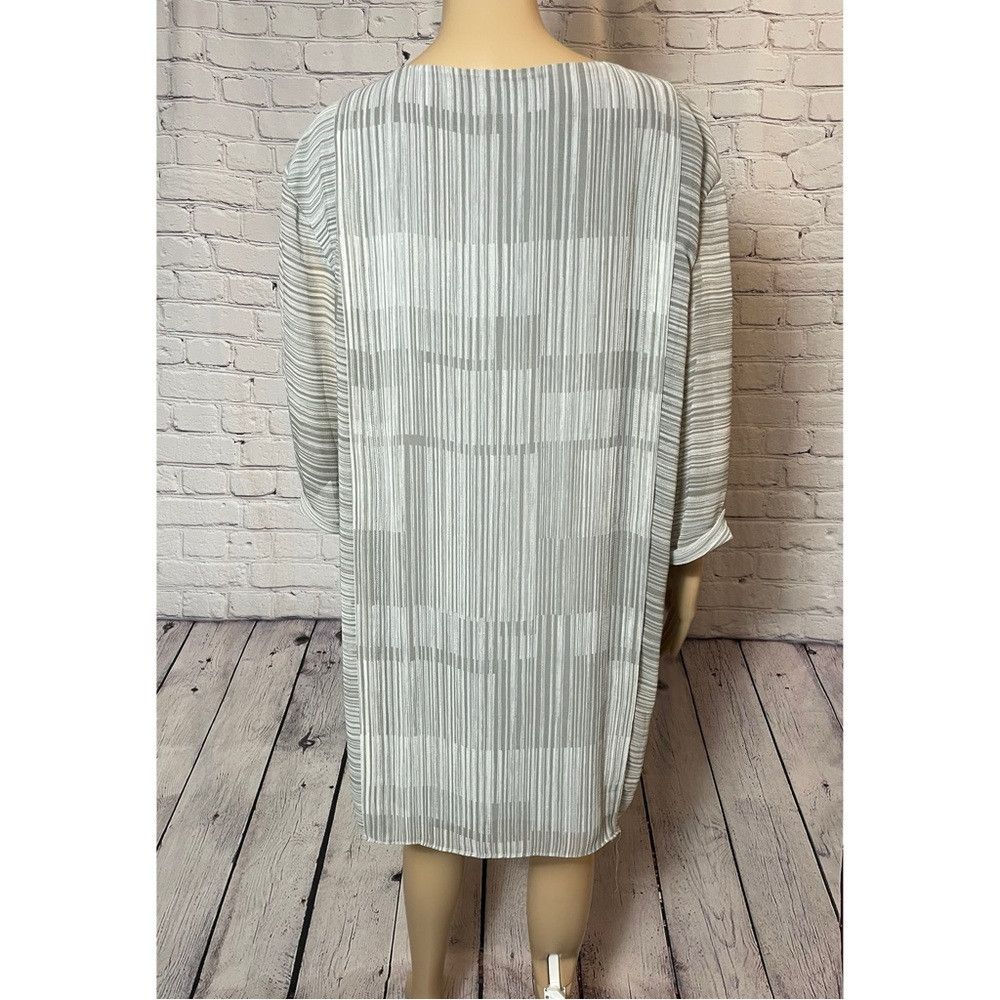 Halston H Halston Chiffon Grey Stripes 3/4 Sleeve Mini Dress Tunic Size L / US 10 / IT 46 - 3 Thumbnail