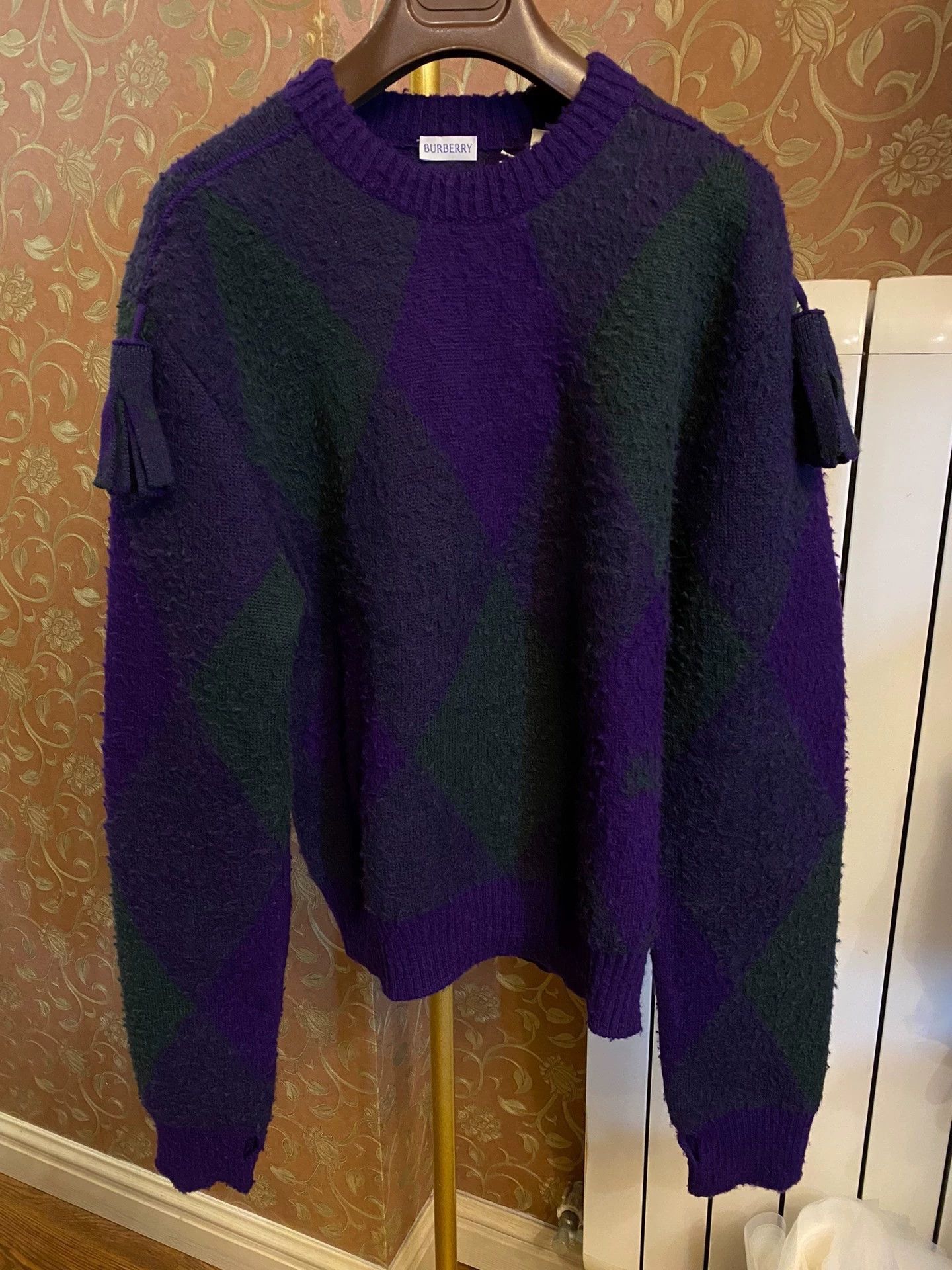 Burberry Blue Argyle Pattern Long Sleeve Sweater Size US M / EU 48-50 / 2 - 1 Thumbnail