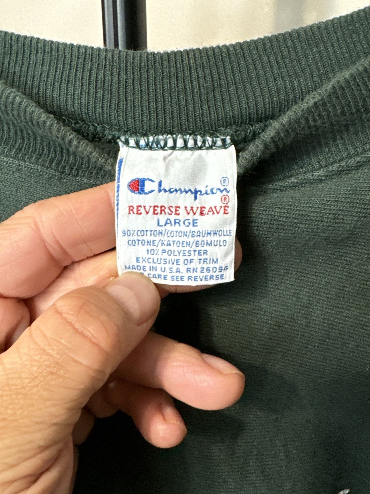 Champion × Vintage Vintage 90s Champion Reverse Weave Crewneck Sweatshirt Green Size US L / EU 52-54 / 3 - 7 Thumbnail