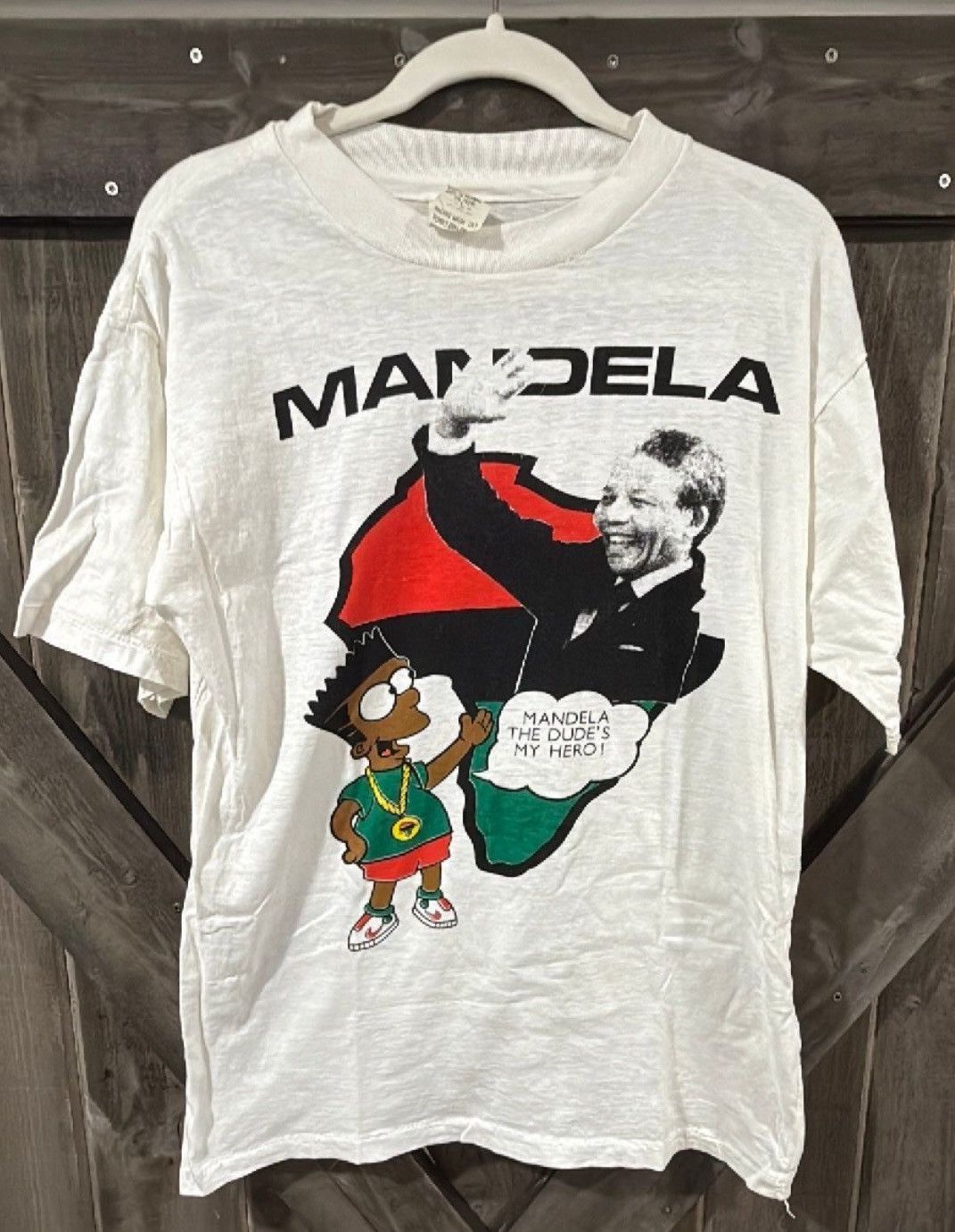 The Simpsons × Vintage Vintage 90s Bart Simpson Nelson Mandela Tee Rare Size US L / EU 52-54 / 3 - 1 Thumbnail