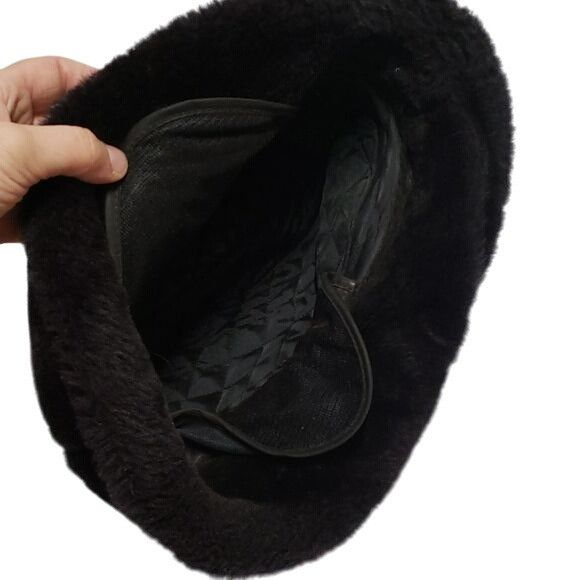 Vintage Vintage Cossack Hat Fedora Folded Hat Faux Fur Feather Size ONE SIZE - 12 Thumbnail