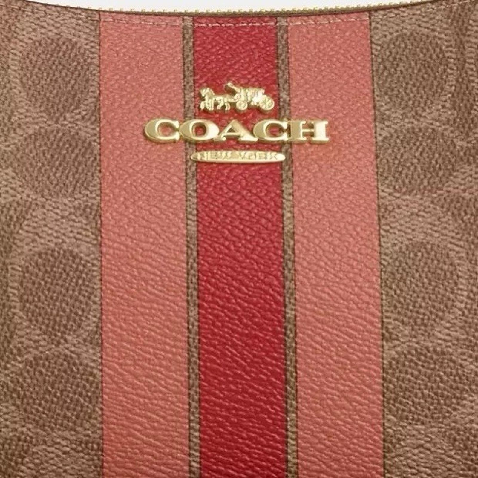 Coach NWT Coach Teri Shoulder Bag With STRIPE CAL81 Gold/Tan Multi Size ONE SIZE - 10 Thumbnail