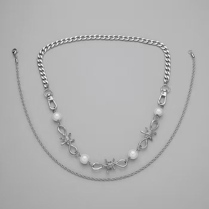 Jewelry × Vintage Wired Spike Pearl Necklace Chain Size ONE SIZE - 2 Thumbnail