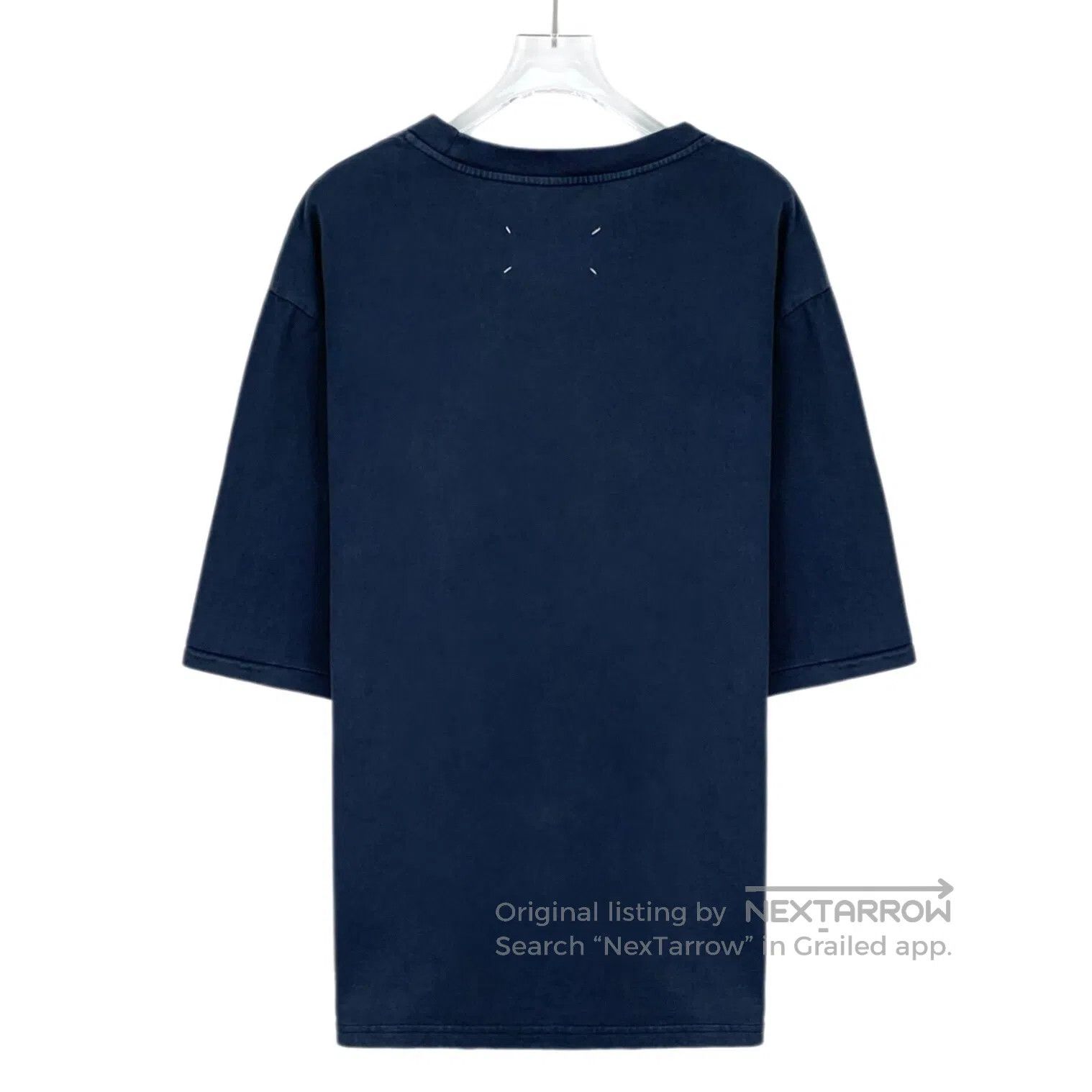 Maison Margiela Maison Margiela Dark Blue Logo Cutout Cotton Crew Neck Sho Size US S / EU 44-46 / 1 - 2 Thumbnail