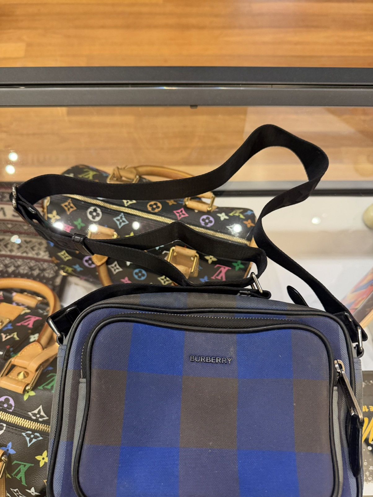 Burberry Burberry Paddy Logo Plaque Checked Messenger Bag - Blue Size ONE SIZE - 2 Thumbnail