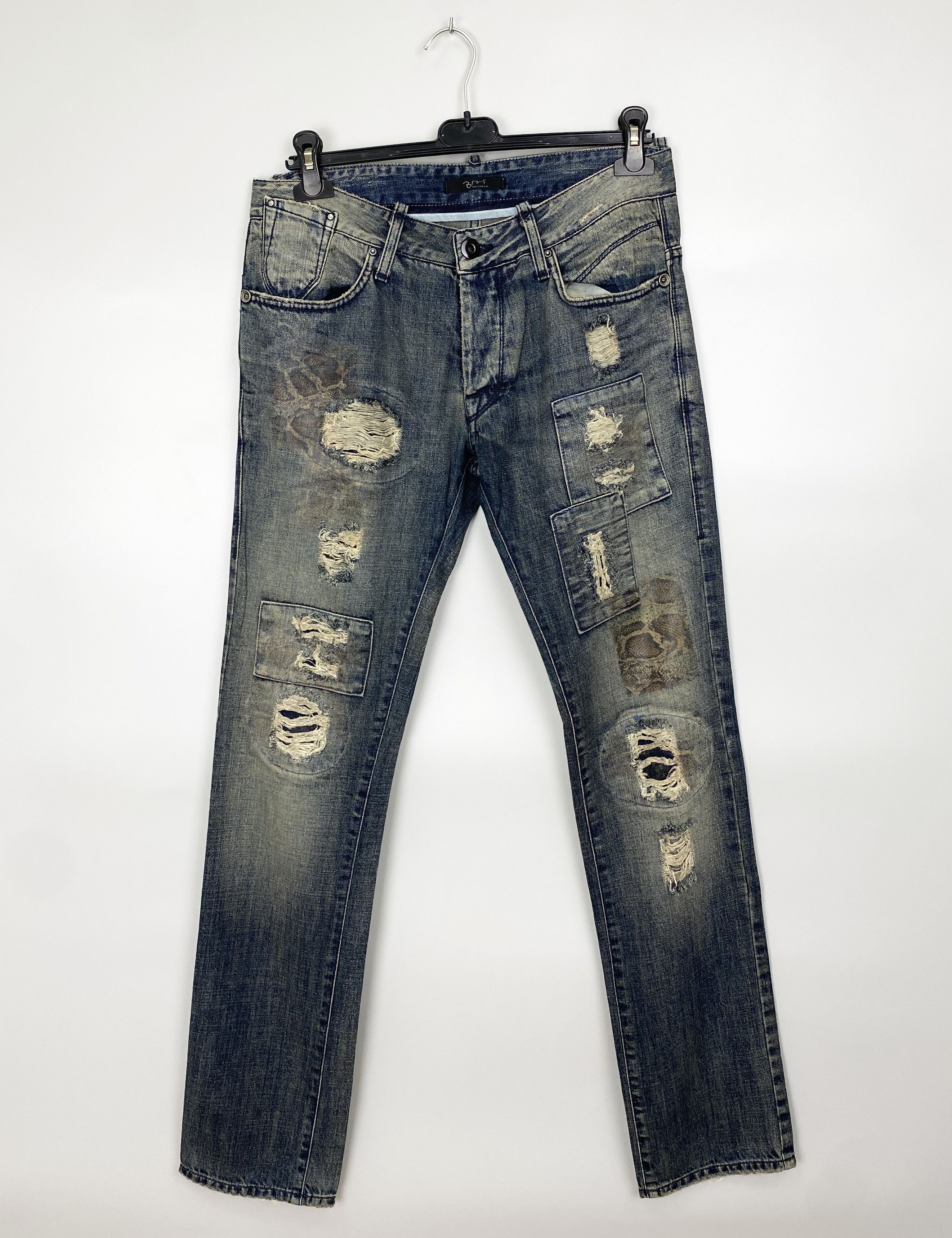image of NWT Steven Alan Bray Patchwork Distressed Leather Pocket in Denim, Men's (Size 32)