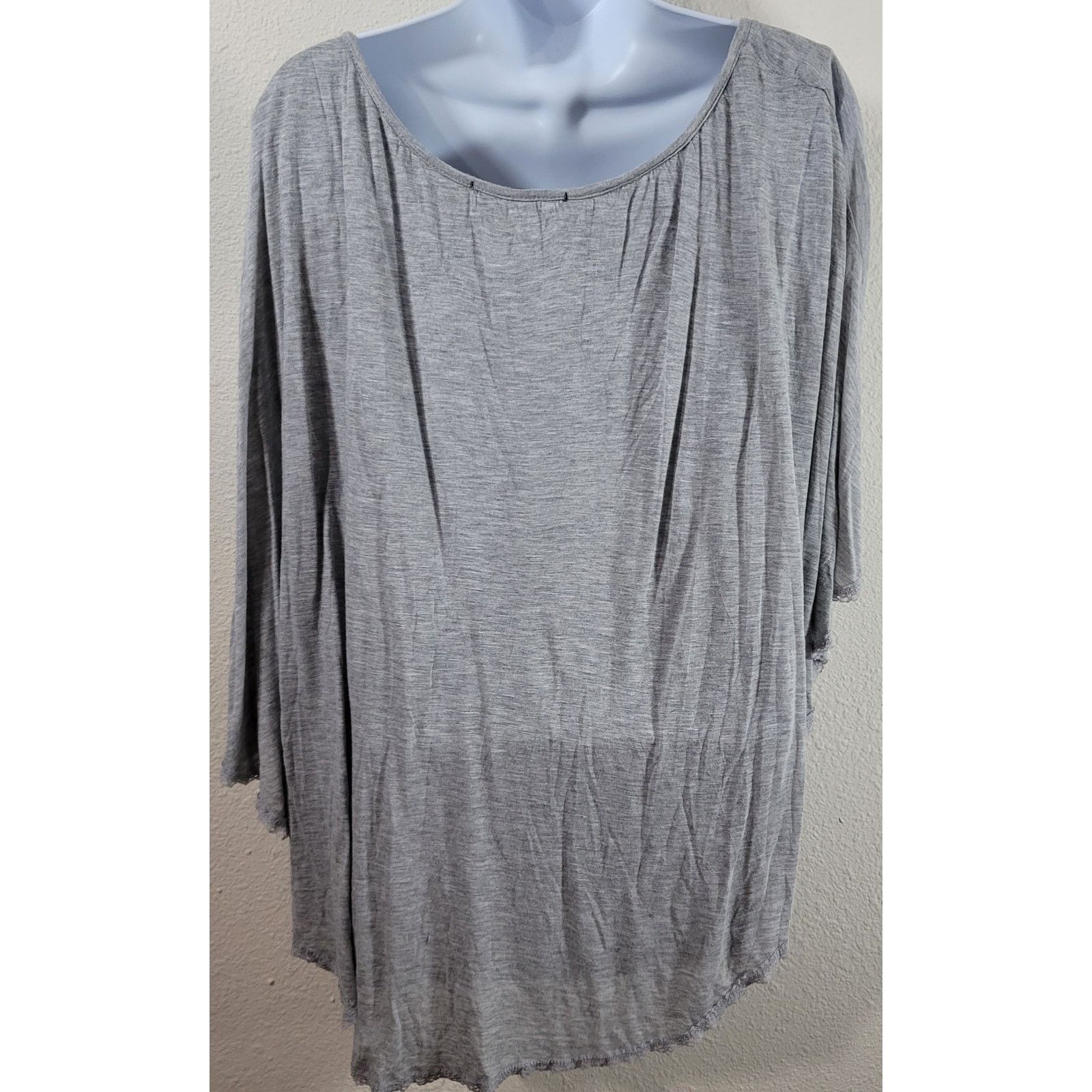 Other B.L.E.U. Gray Heather Faux Button Up Layered Top 1X Plus Size XXL / US 16-18 / IT 52-54 - 4 Thumbnail