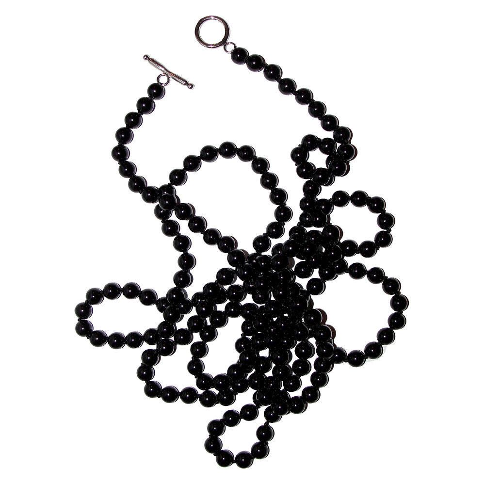 Designer Black Onyx Beaded Flapper Rope Necklace Alberto Juan Size ONE SIZE - 4 Thumbnail
