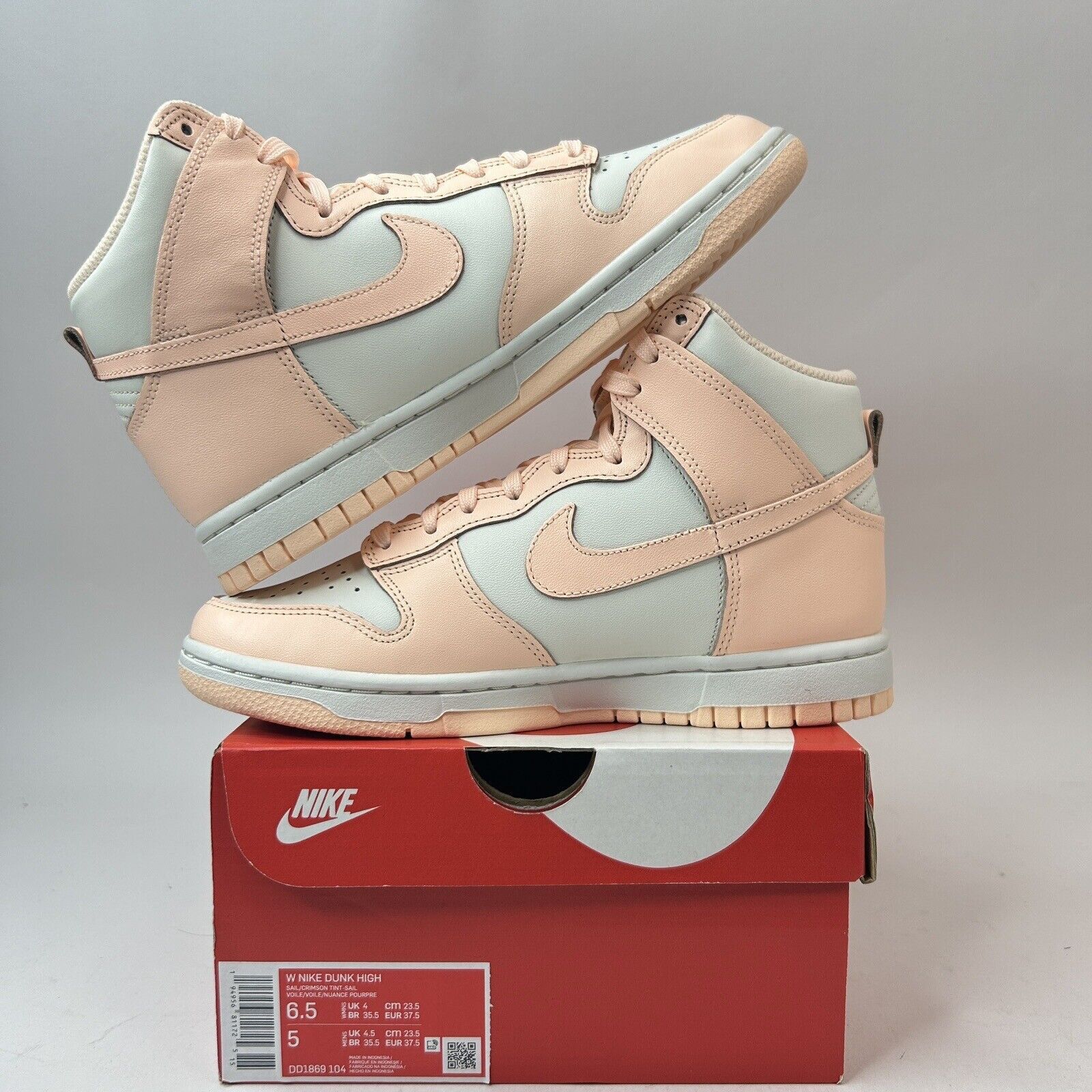 Nike Nike Dunk High WMNS “Sail Crimson Tint” 2023 Size US 6.5 / IT 36.5 - 3 Thumbnail