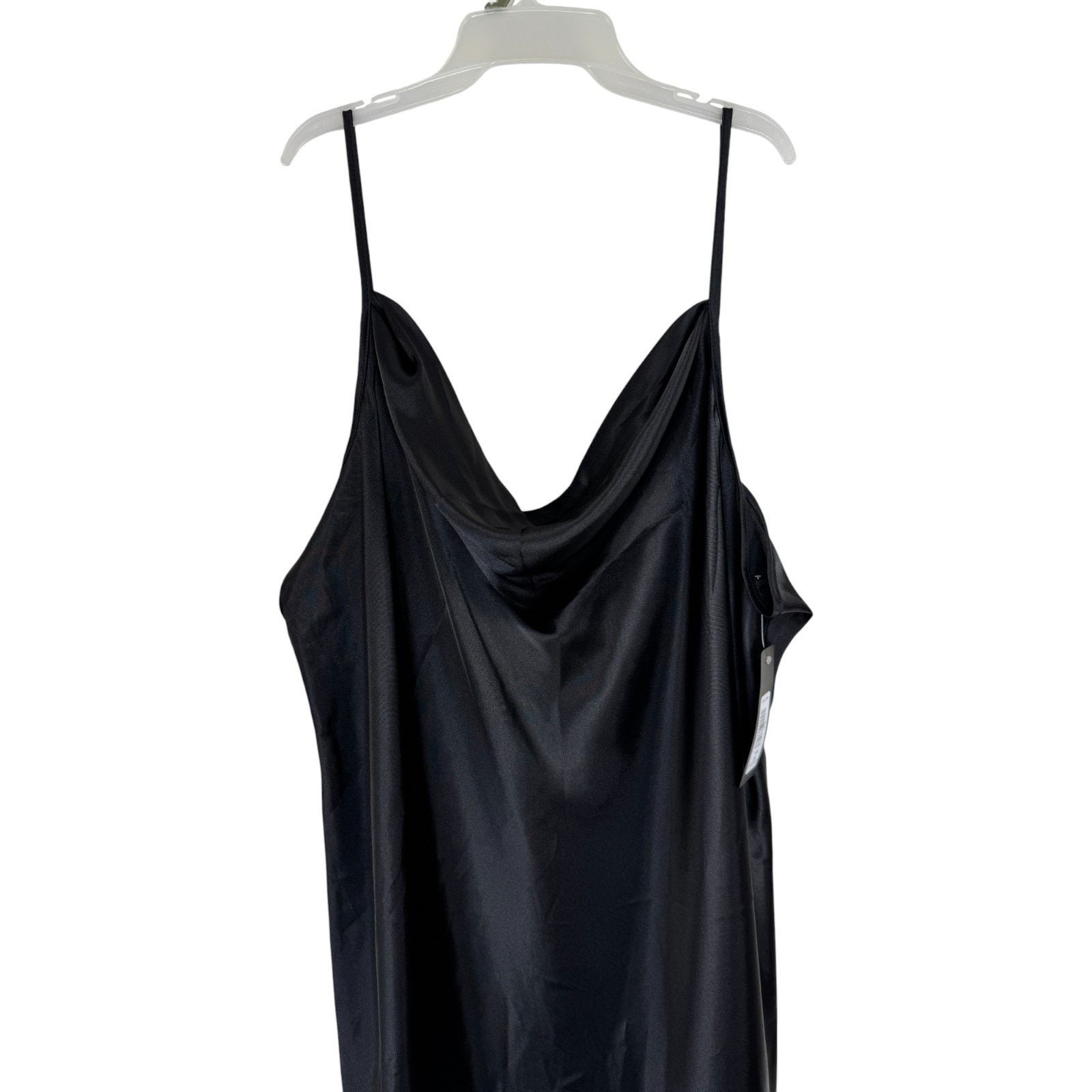 Bebe Bebe Dress 3X Black Slip Midi Cowl Neck Satin Style Size 3XL / US 20-22 - 5 Thumbnail