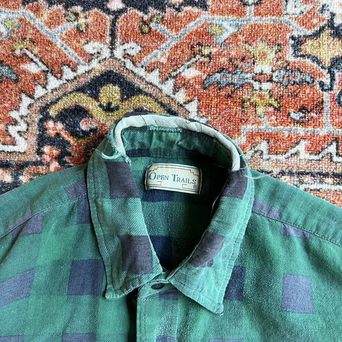 Vintage Thrashed 1980s checkerboard thermal flannel L/XL Size US XL / EU 56 / 4 - 2 Thumbnail