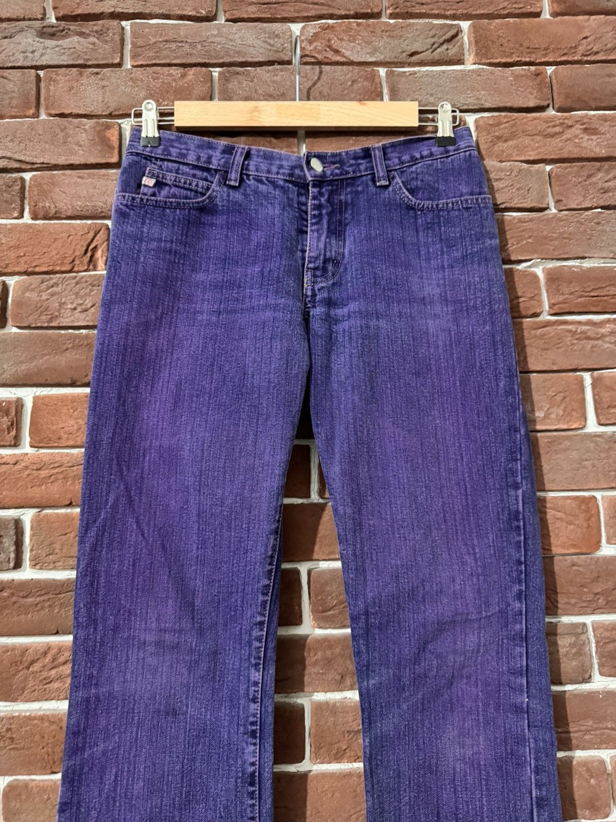 Japanese Brand Y2K Vintage Miss Sixty Jeans Purple Acid Wash Flared Low Ris Size 29" - 3 Thumbnail