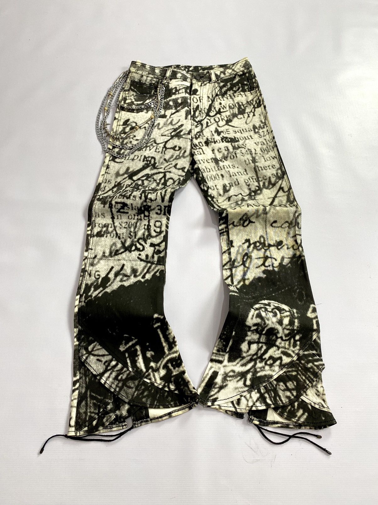 If Six Was Nine × Japanese Brand × Le Grande Bleu (L.G.B.) NEED GONE!!! Lace Up La Moda Goji Fullprinted Flare Pant Size US 27 - 1 Thumbnail