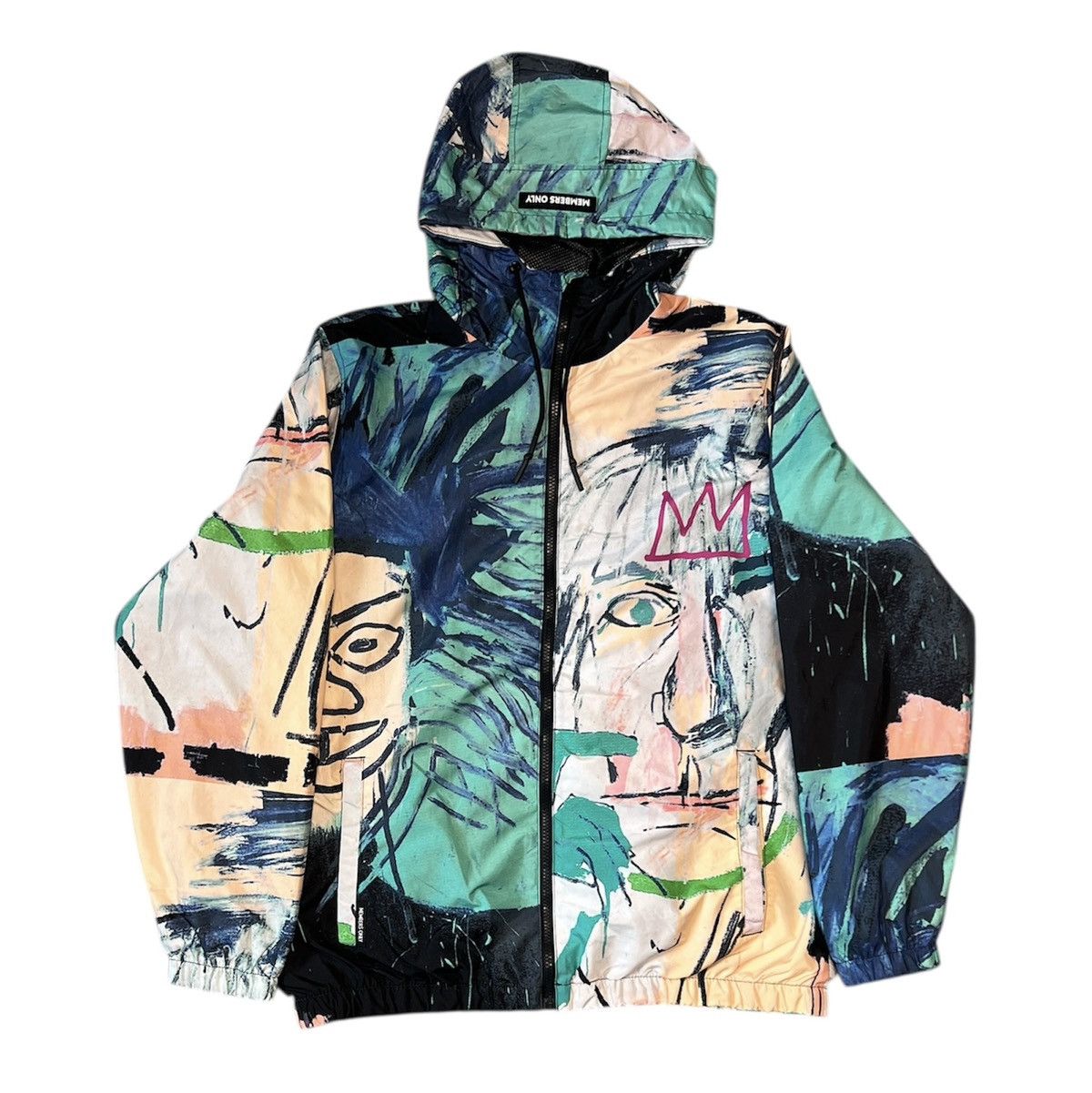 Jean-Michel Basquiat × Members Only × Vintage BASQUIAT x MEMBERS ONLY Zip Up Lightweight Hooded Jacket Size US L / EU 52-54 / 3 - 7 Thumbnail