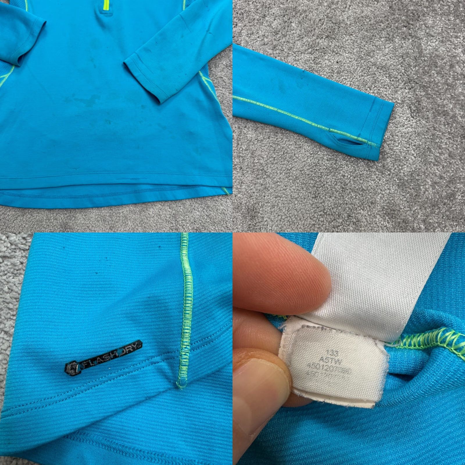The North Face The North Face FlashDry 1/4 Zip Pullover Jacket Womens Small Blue Neon Green Size S / US 4 / IT 40 - 8 Thumbnail