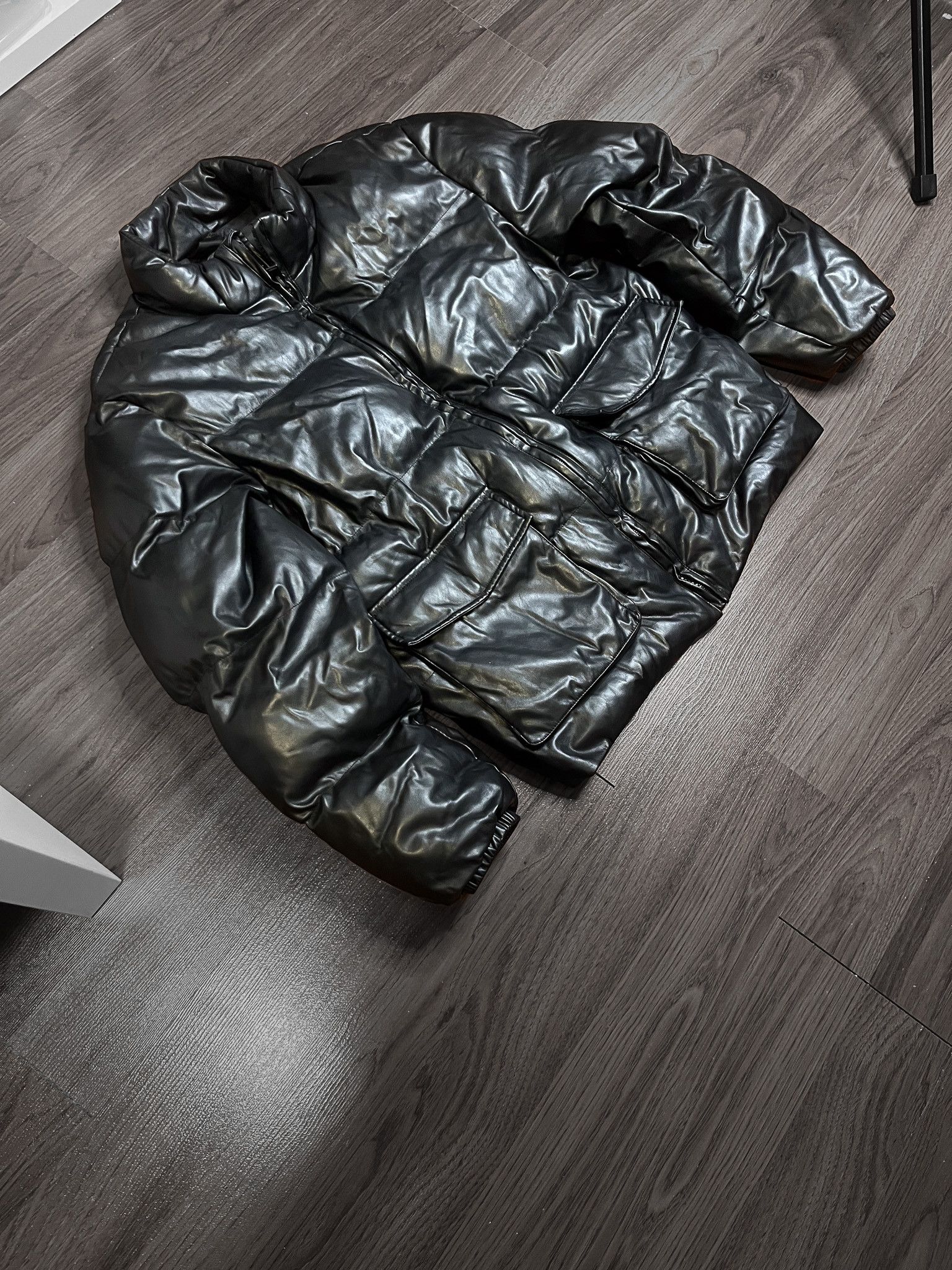 Simons Faux Leather Puffer Jacket Size US M / EU 48-50 / 2 - 2 Thumbnail