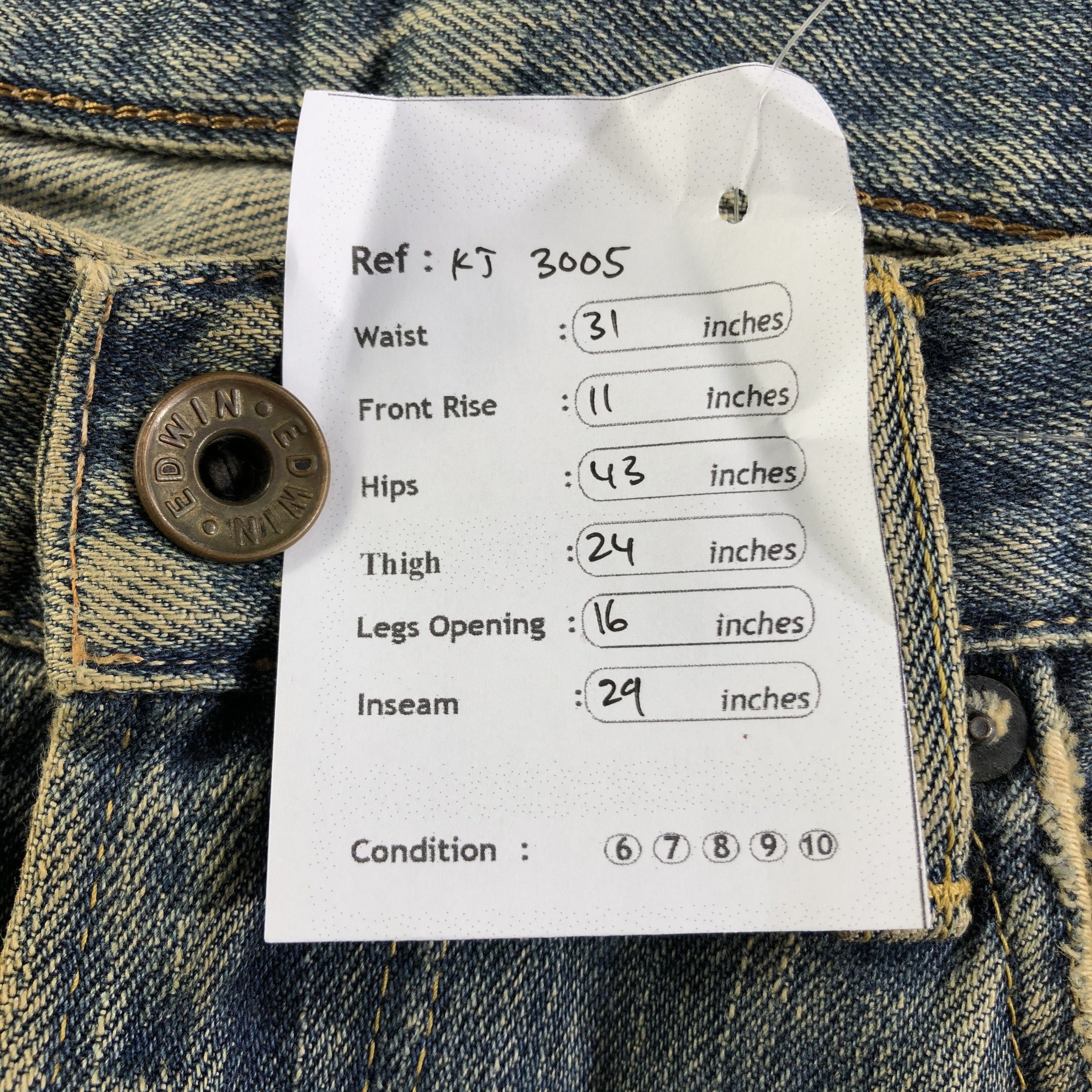 Edwin Vintage Edwin Selvedge Jeans Distressed Redline Denim KJ3005 Size US 29 - 11 Thumbnail