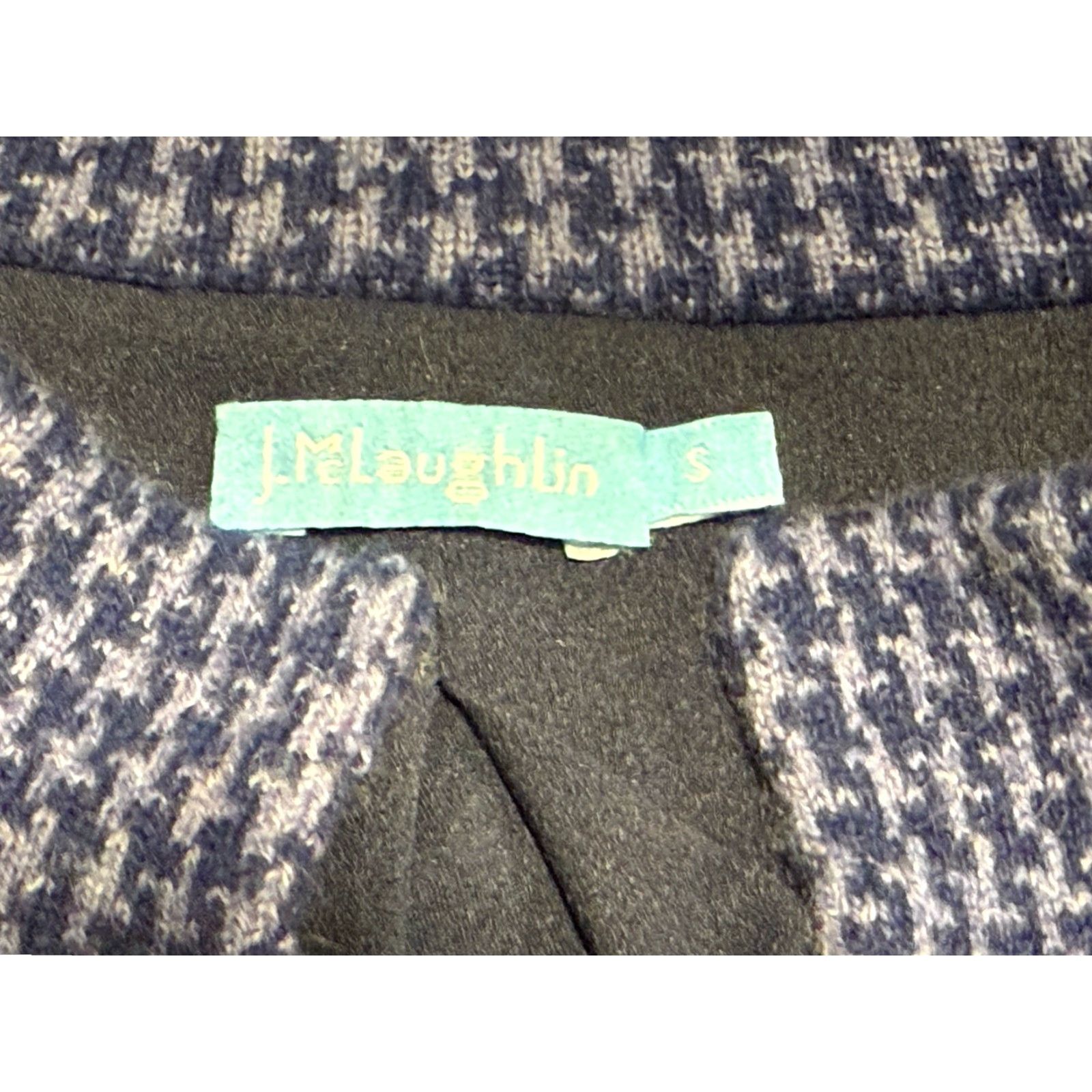 J.McLaughlin J McLAUGHLIN Women's Blue Houndstooth Cashmere Sweater Coatigan S Cardigan Fall Winter Spring Designer Size S / US 4 / IT 40 - 6 Thumbnail