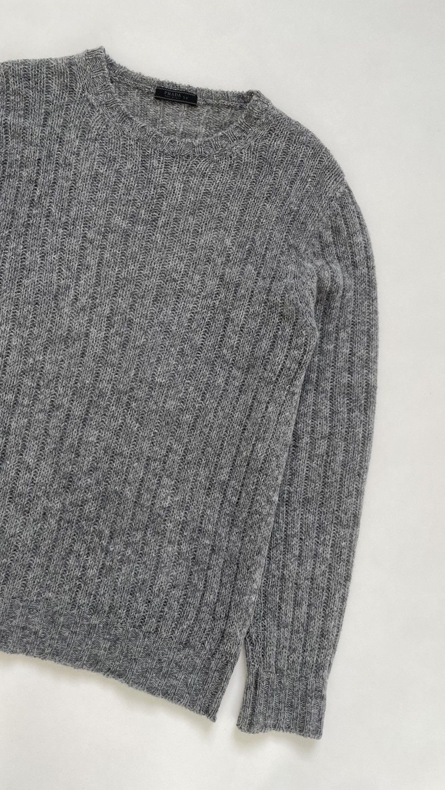 Prada Mid 2000s Grey Ribbed Wool Sweater Size US L / EU 52-54 / 3 - 5 Thumbnail