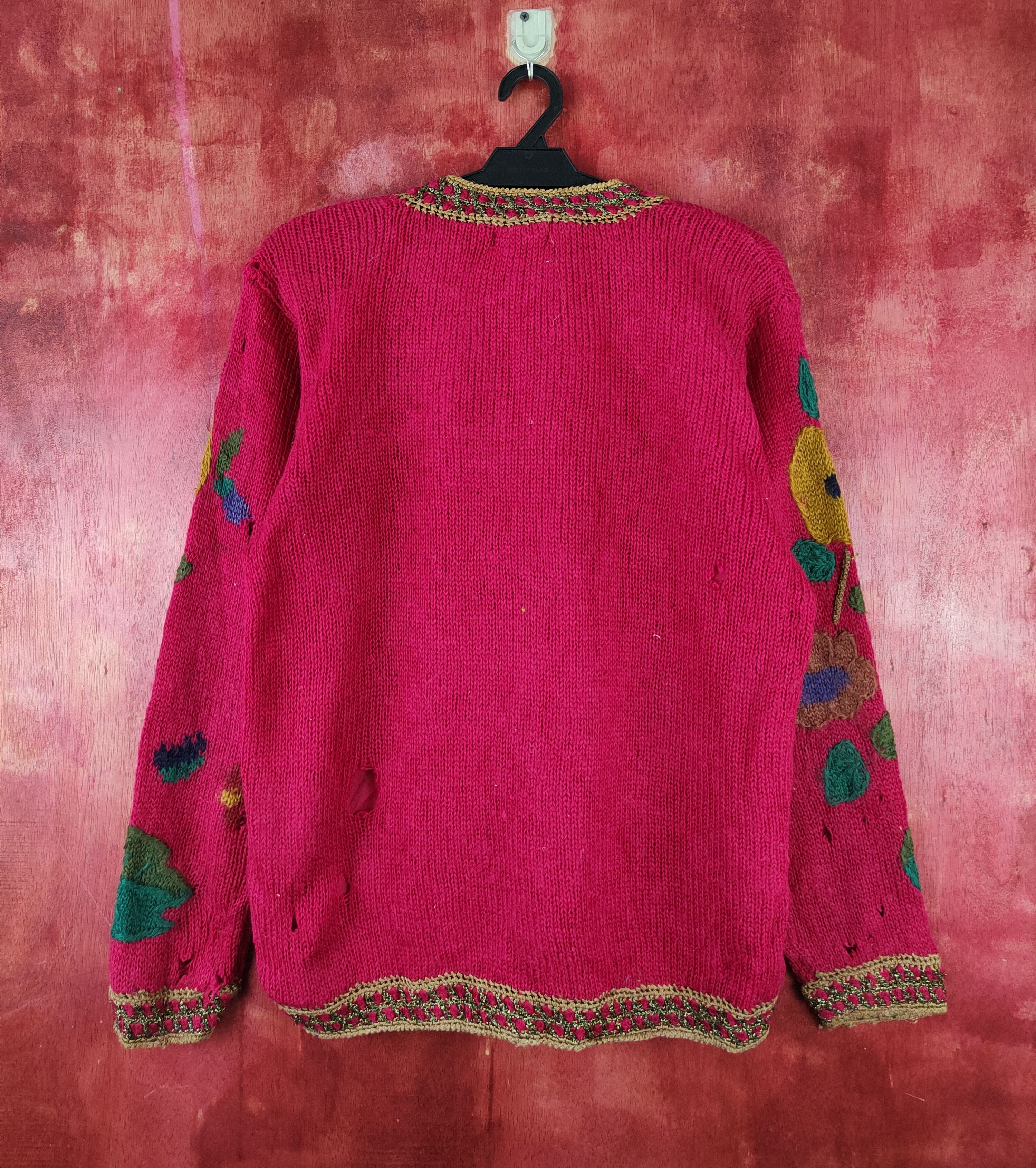 Japanese Brand Arabian Camel Red distressed ripped Knitwear Cardigan #S2403 Size L / US 10 / IT 46 - 9 Thumbnail