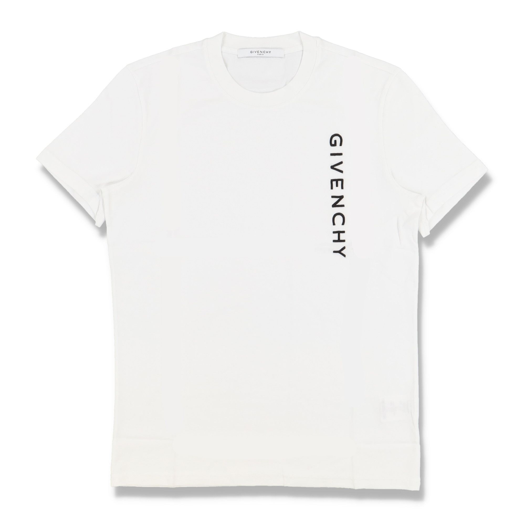 image of Givenchy White Embroidered Vertical Logo T-Shirt, Men's (Size XL)