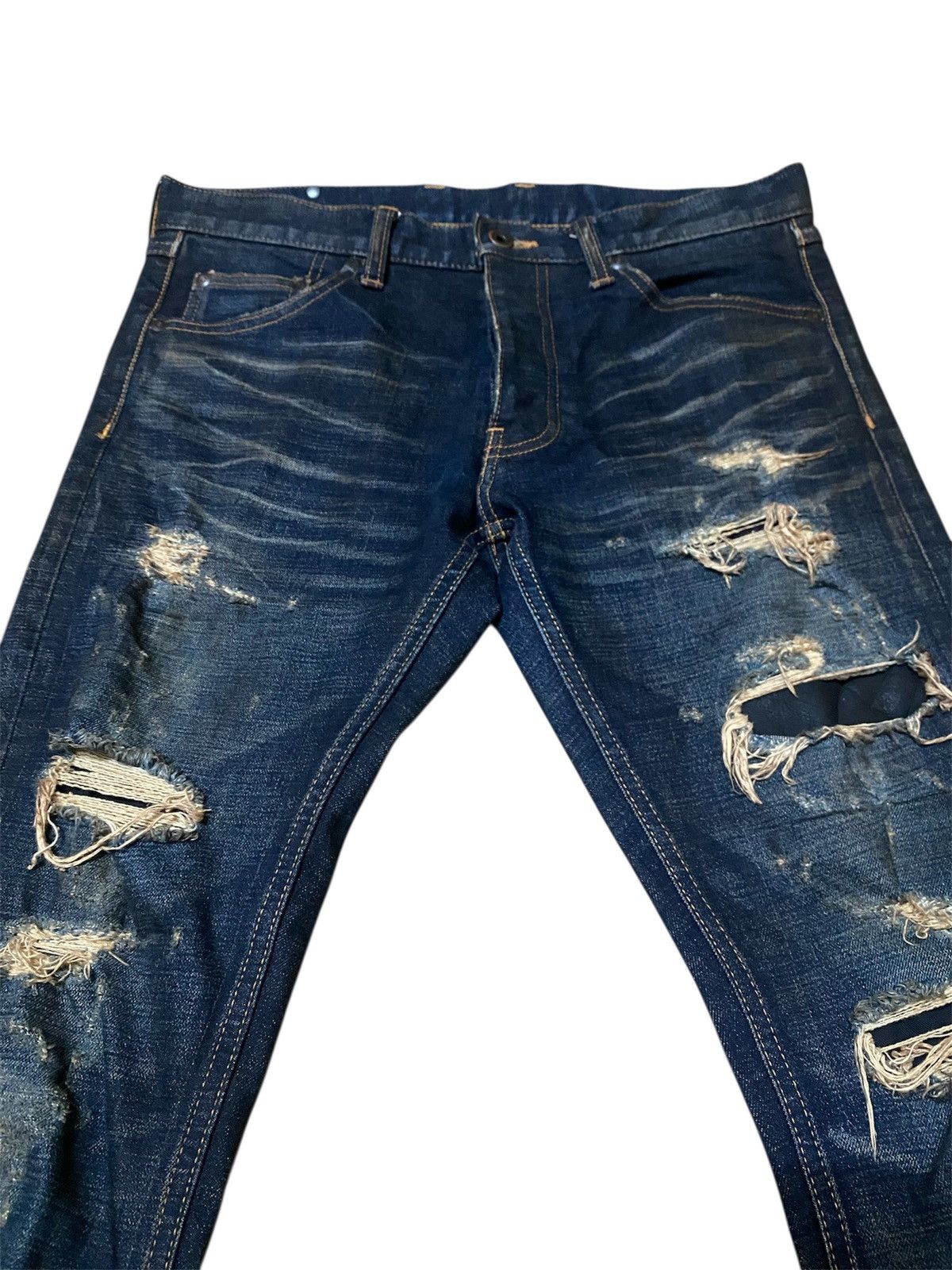 Isamu Katayama Backlash Isamu Katayama Damage Distressed Rugged Skinny Japan Denim Size US 32 / EU 48 - 2 Thumbnail