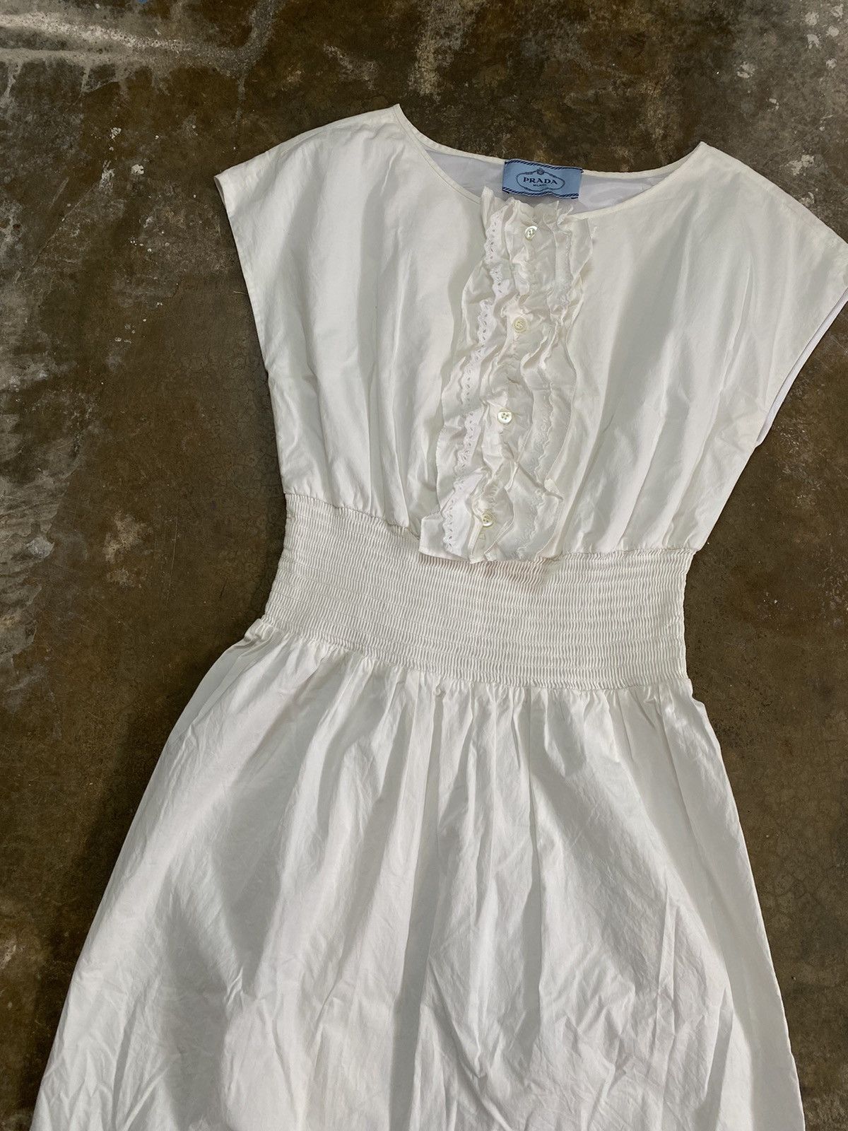 Prada PRADA White Ruffle Front Dress Size XS / US 0-2 / IT 36-38 - 3 Thumbnail