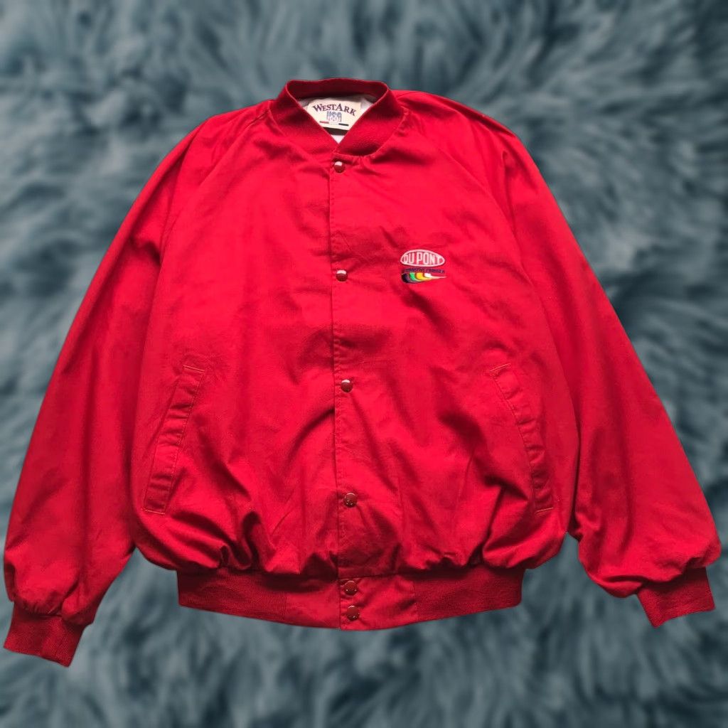 NASCAR VINTAGE Westark USA DuPont NASCAR Racing Bomber Jacket Mens XL Red Snap Size US XL / EU 56 / 4 - 1 Thumbnail