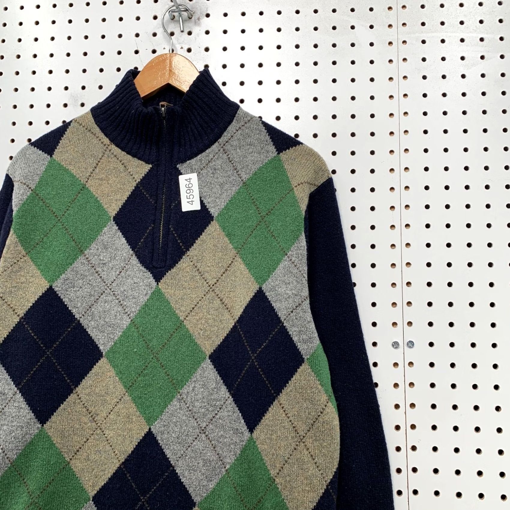 J.Crew J.CREW Wool Sweater Mens M 1/4 Zip Argyle Blue Green Premium Lambswool Pullover Knit Mock Neck Adult Regular Size M Mens Size US M / EU 48-50 / 2 - 7 Thumbnail