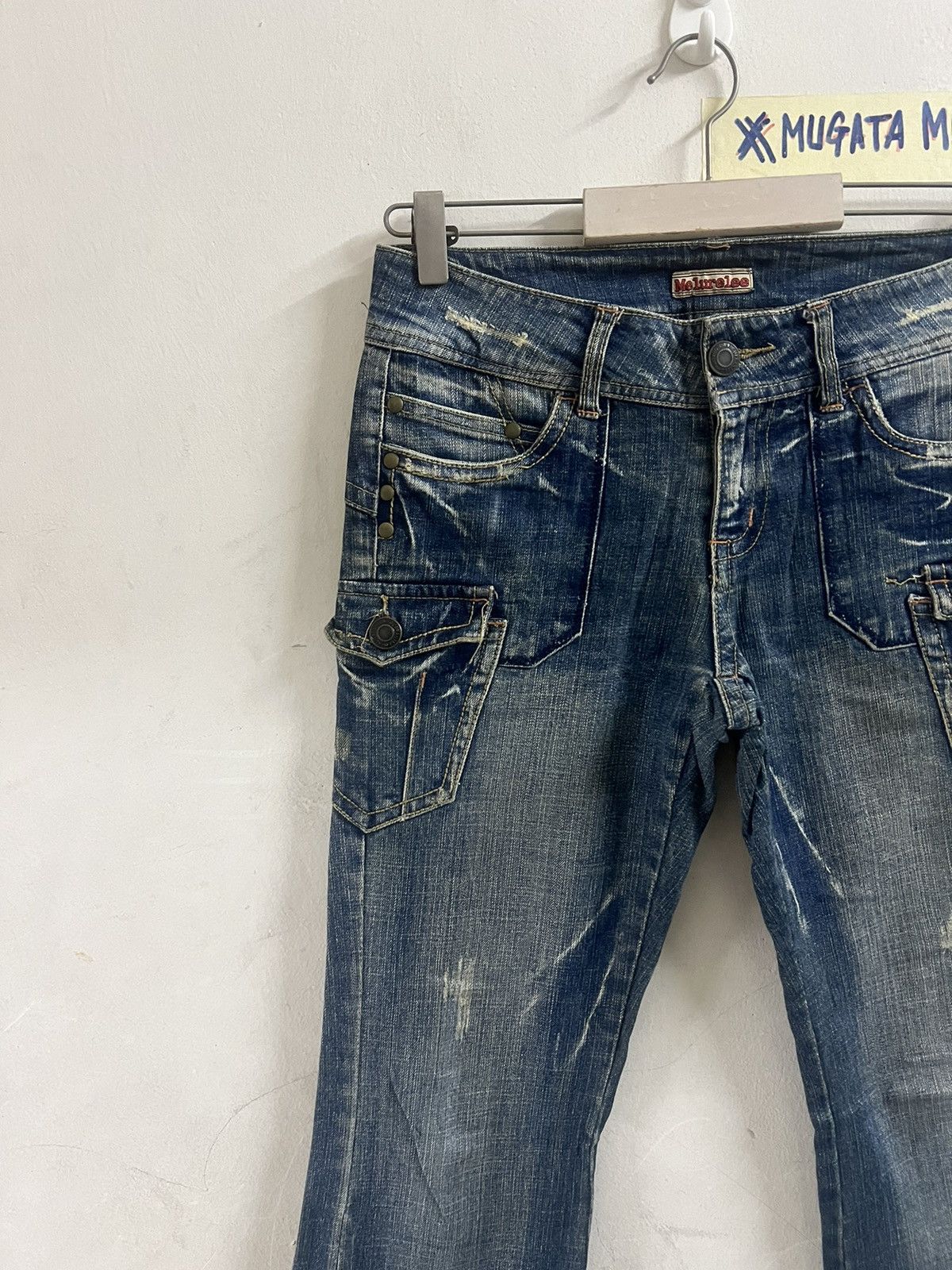 Designer × Japanese Brand FLARED🔥MELURELEE CARGO DISTRESSED DENIM PANT Size US 28 / EU 44 - 3 Thumbnail