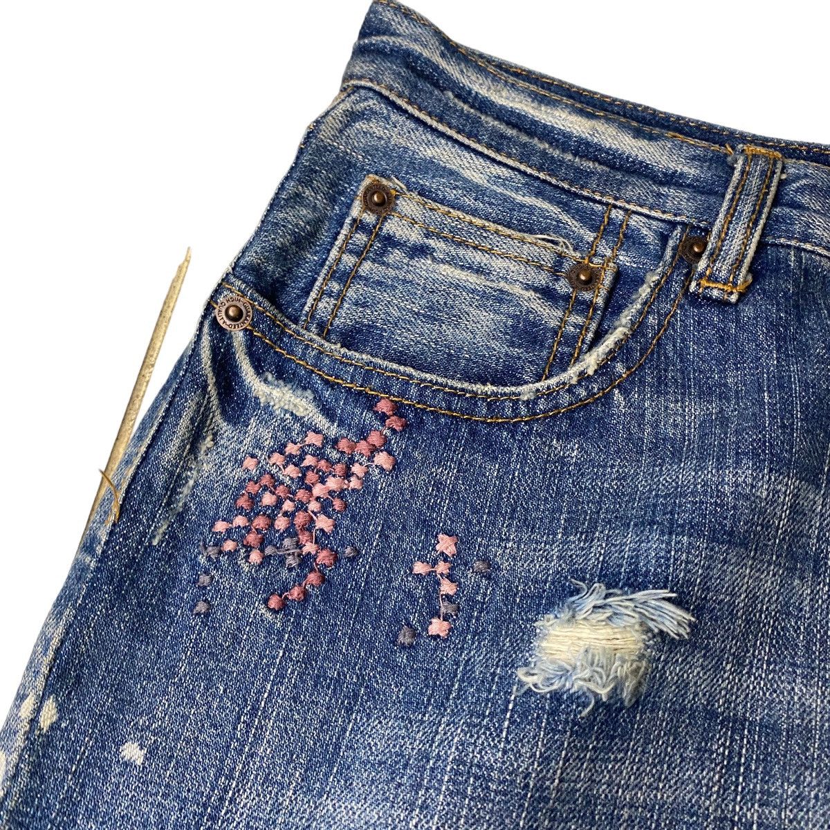 If Six Was Nine 2000's Uproar Flared Splatter Bootcut Jeans Size US 31 - 4 Thumbnail