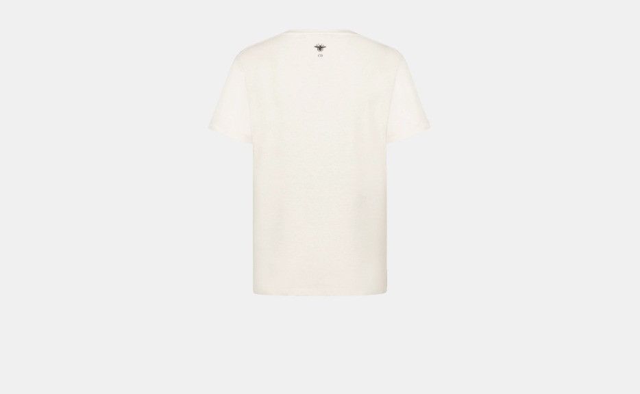 Dior o1w1db10824 Cotton & Linen T-Shirt in White Size M / US 6-8 / IT 42-44 - 2 Thumbnail
