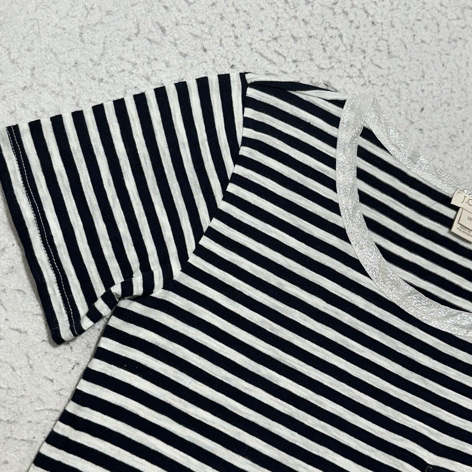 J.Crew J. Crew XS Blue White Striped T Shirt Glitter Crewneck Top Size XS / US 0-2 / IT 36-38 - 6 Thumbnail