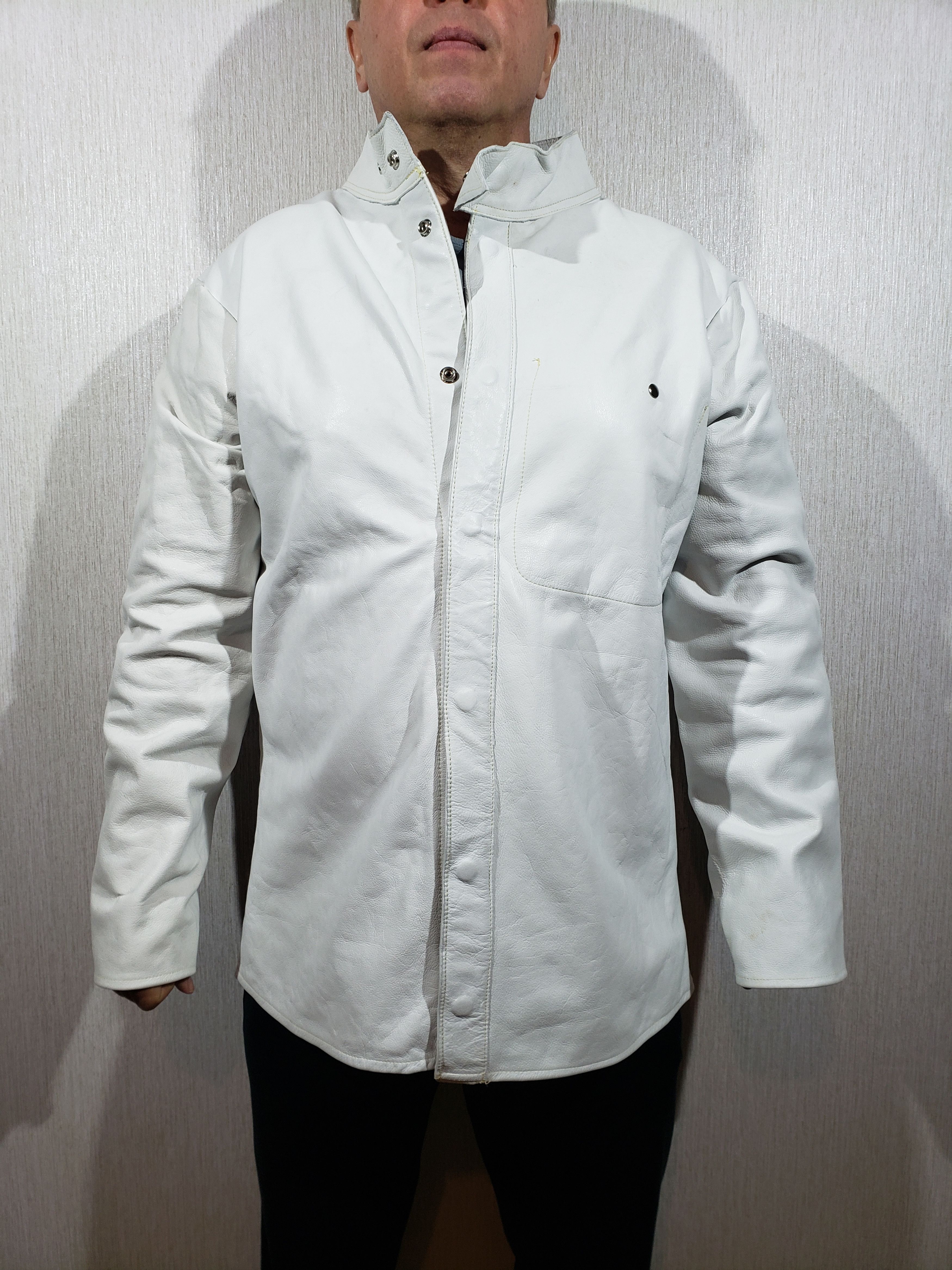 Other White leather men's shirt. Size US L / EU 52-54 / 3 - 1 Thumbnail