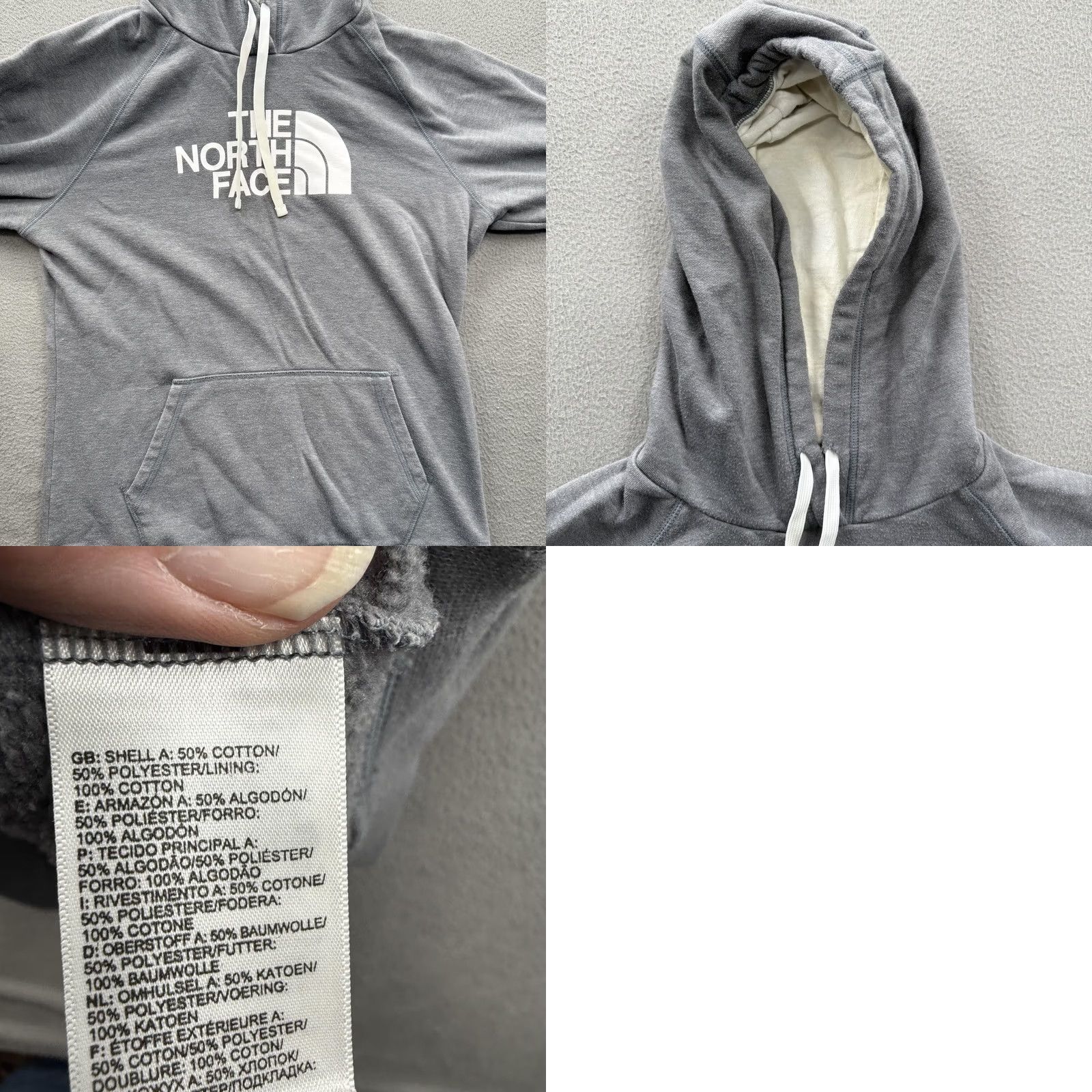 The North Face The North Face Hoodie Womens L Gray Logo Pullover Kangaroo Pocket Fleece Raglan Sleeves Wool? Size L / US 10 / IT 46 - 8 Thumbnail