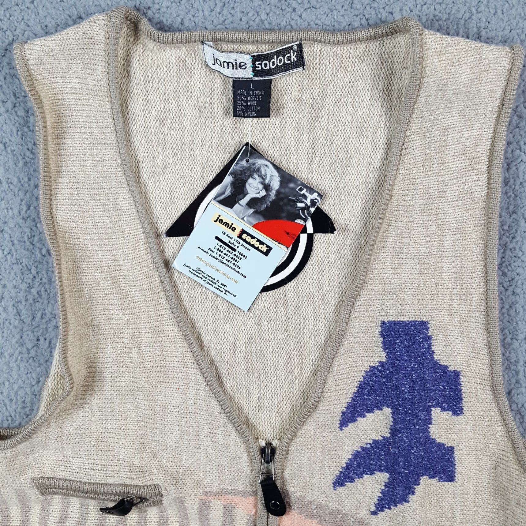 Etro VINTAGE Jamie Sadock Y2K Retro Preppy Knit Cardigan Sweater Vest Women's Large Sleeveless Zip Up Beige 00s Casual Size L / US 10 / IT 46 - 2 Thumbnail