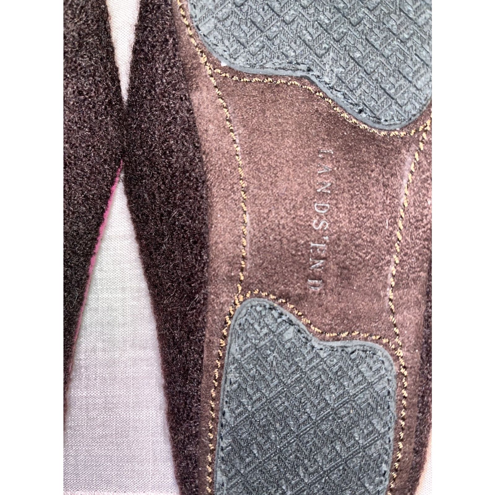 Lands' End Lands' End Women's Slide Slippers Size 6 Brown Pink Rim Soft Fabric Size US 6 / IT 36 - 4 Thumbnail