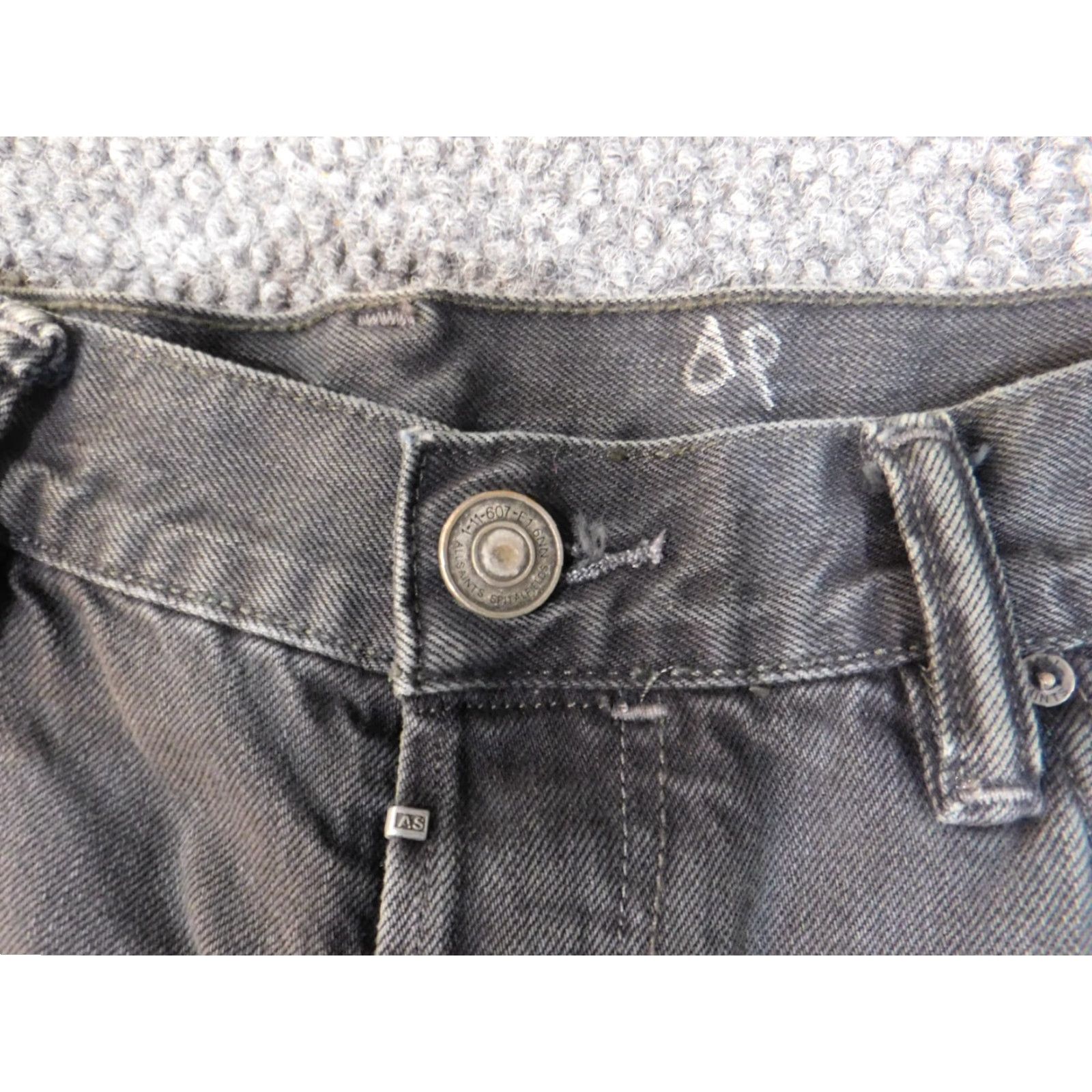 Allsaints AllSaints Jeans Men 32x30 Gray Denim Straight Button Fly 30 In Inseam Classic Cowboy Pockets Regular Style Modern Fit Mens Size US 32 / EU 48 - 3 Thumbnail