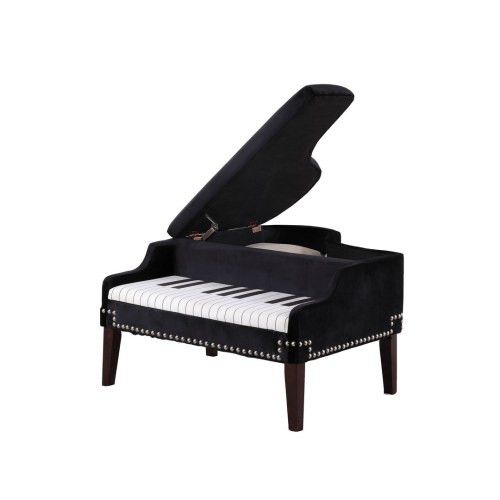 Designer × Homemade 21-Inch-Long Navy-Blue Piano Silver Nailheads Storage Ottoma Size US L / EU 52-54 / 3 - 4 Thumbnail