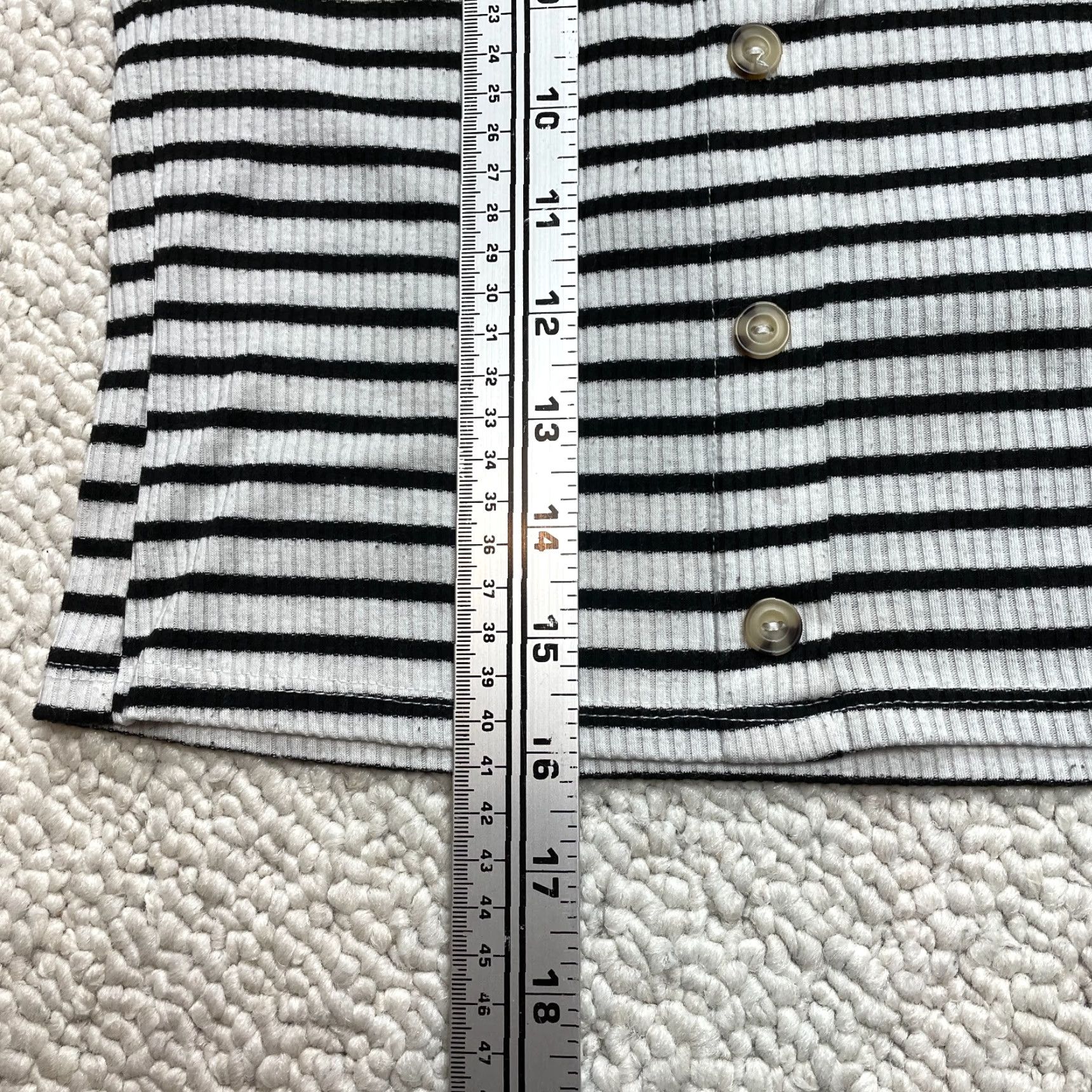 Vintage Urban Episode Shirt Girls M White Black Striped Short Sleeve Ribbed Stretch Floral Jersey Polyester Spandex Casual Size M / US 6-8 / IT 42-44 - 5 Thumbnail