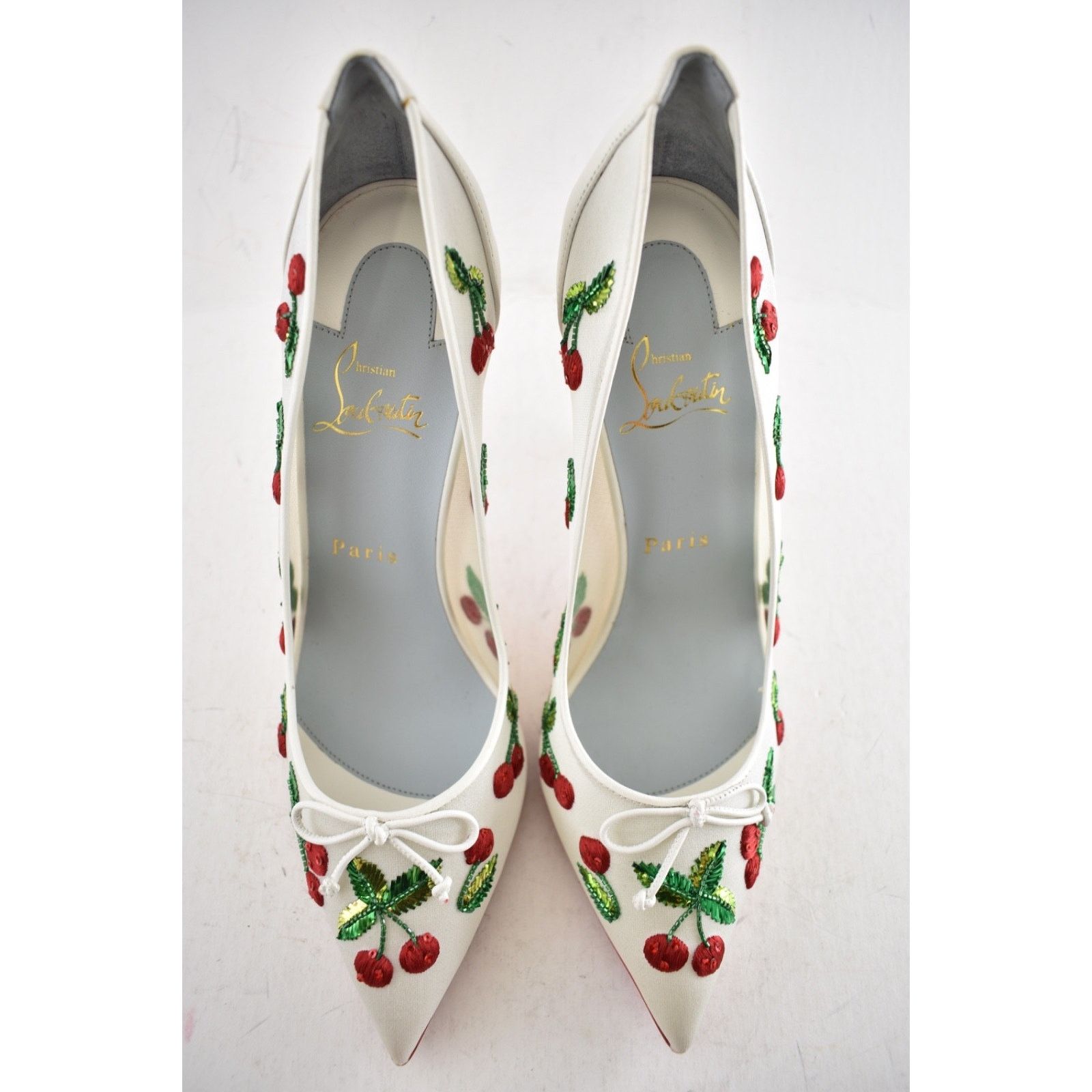 Christian Louboutin Christian Louboutin Cherrypump Latte White Organza Red 39.5 Size US 9.5 / IT 39.5 - 17 Thumbnail