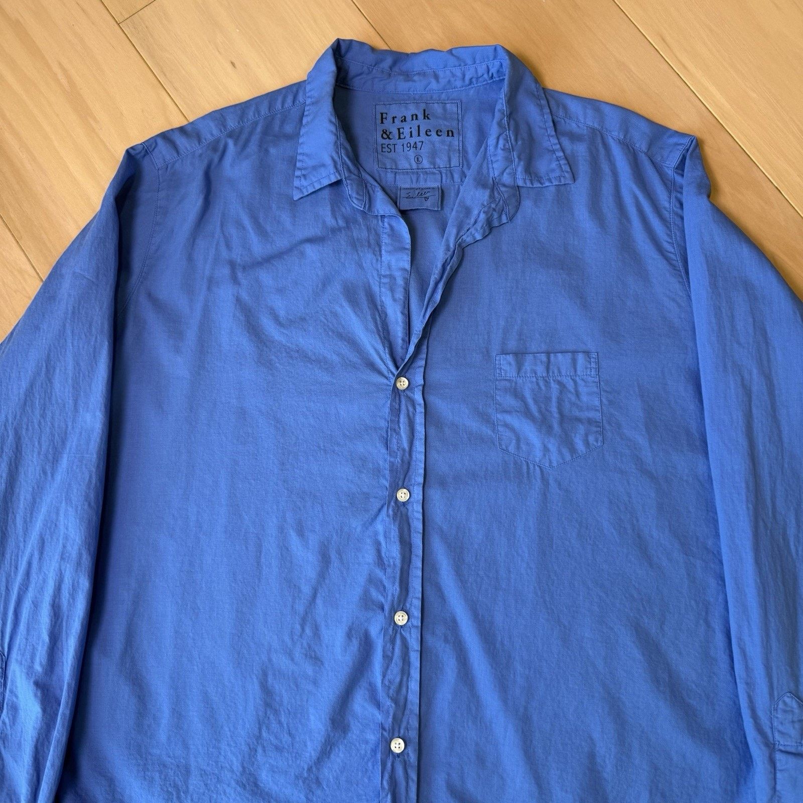 Frank & Eileen Frank & Eileen Shirt Women's Large Blue Cotton Button Up Size L / US 10 / IT 46 - 4 Thumbnail