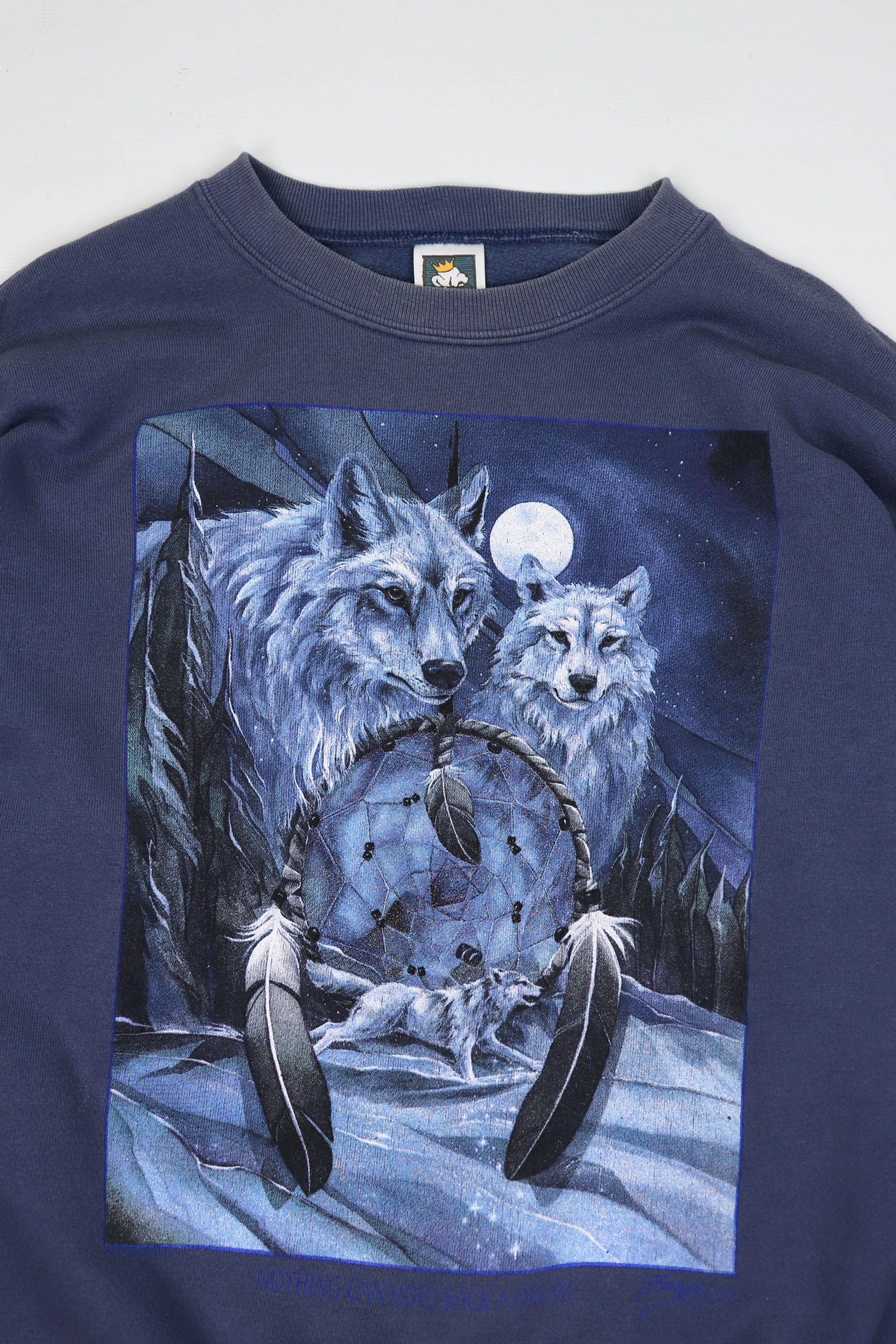 Vintage Vintage 90s Wolfs Graphics Sun Faded Crewneck Sweatshirt Size L / US 10 / IT 46 - 3 Thumbnail