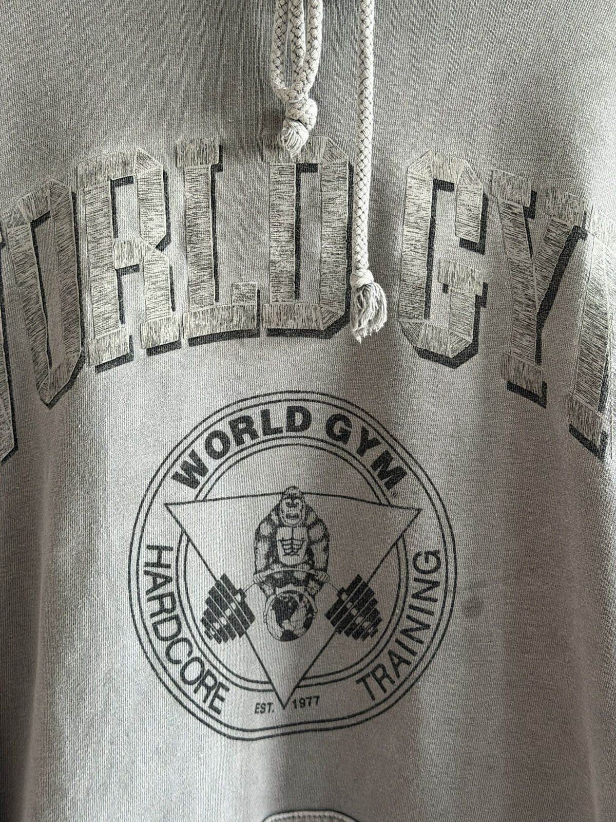 Vintage *RARE* VINTAGE WORLD GYM GORILLA ARNOLD FADED BOXY HOODIE Size US XL / EU 56 / 4 - 11 Thumbnail