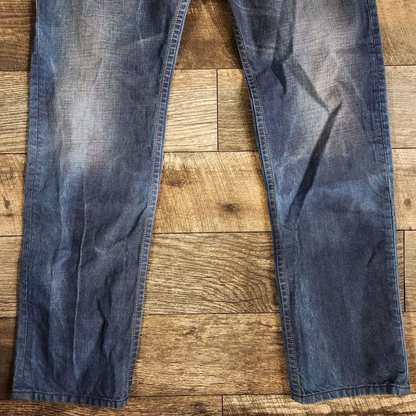 Diesel Diesel Jeans Mens 30x30 Blue Tapered Slim Distressed Faded Stretch Darron Denim Leather Pockets Size US 30 / EU 46 - 2 Thumbnail