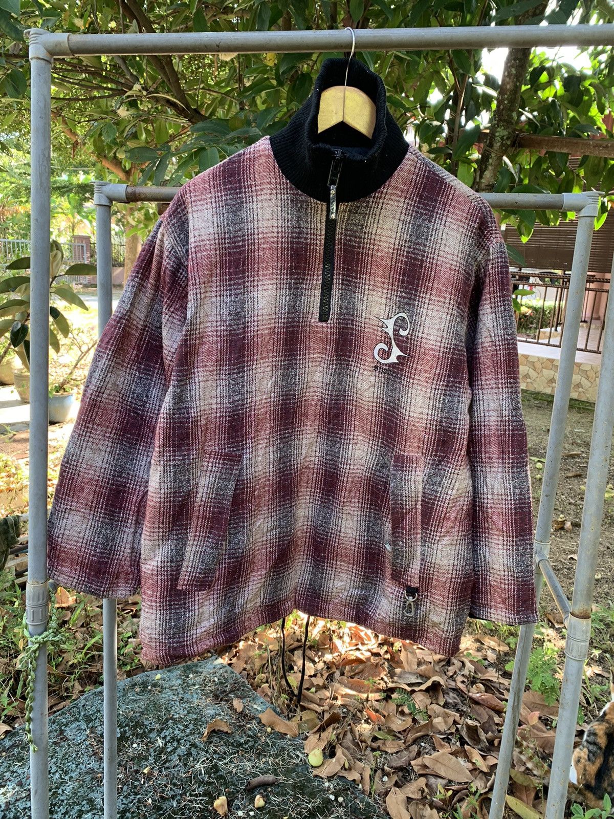 Vintage 90s Shades Red Plaid Pullover Jacket