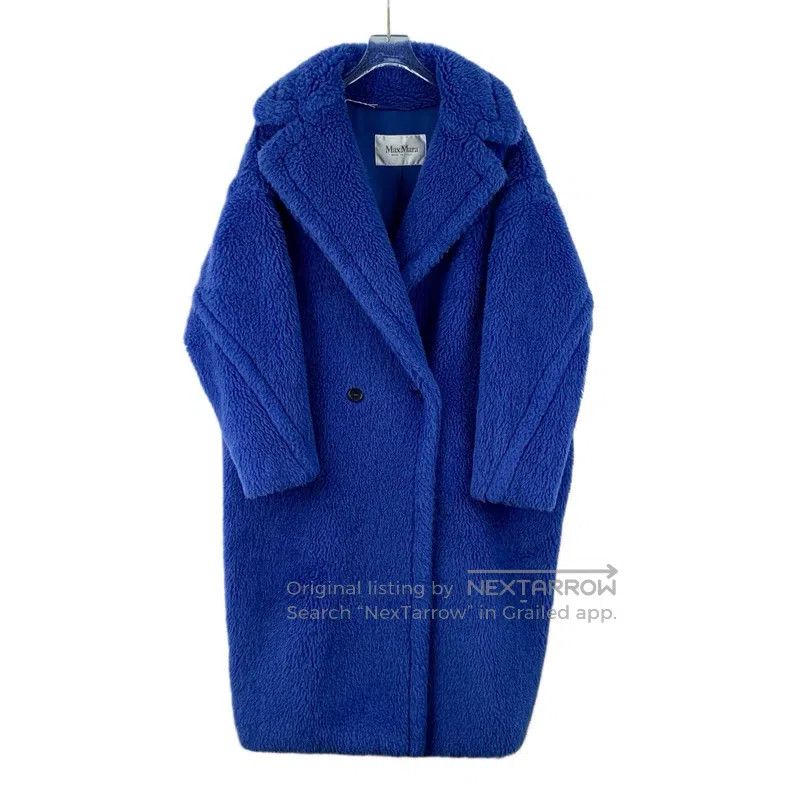 Max Mara Max Mara Deep Blue Teddy Alpaca Wool Collar Double Breaste Size S / US 4 / IT 40 - 1 Thumbnail